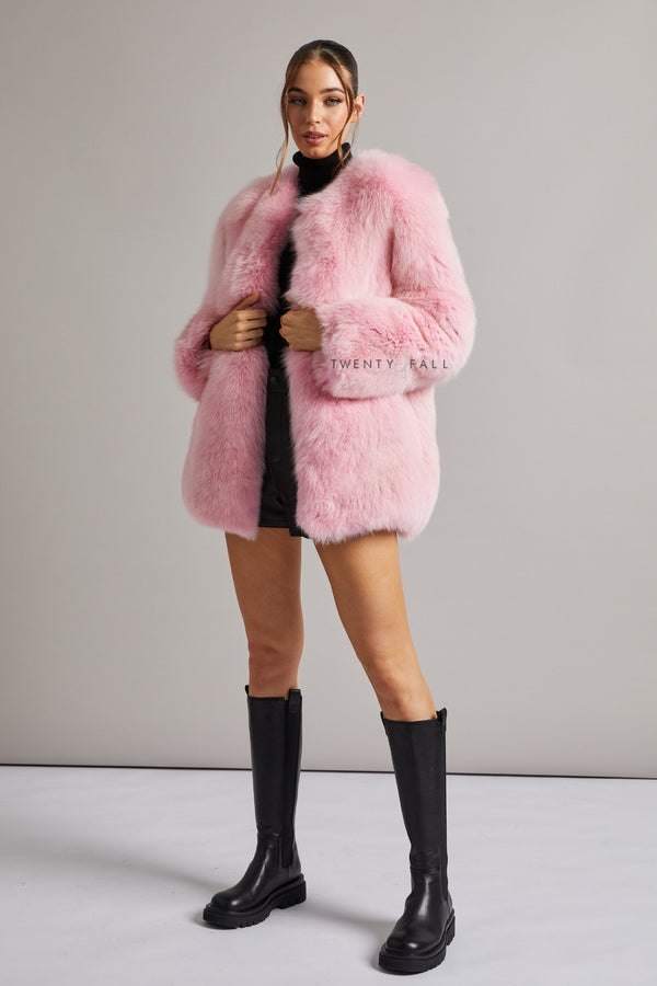 Red Fox Fur Full Pelt Coat With Hood Twentyfall 