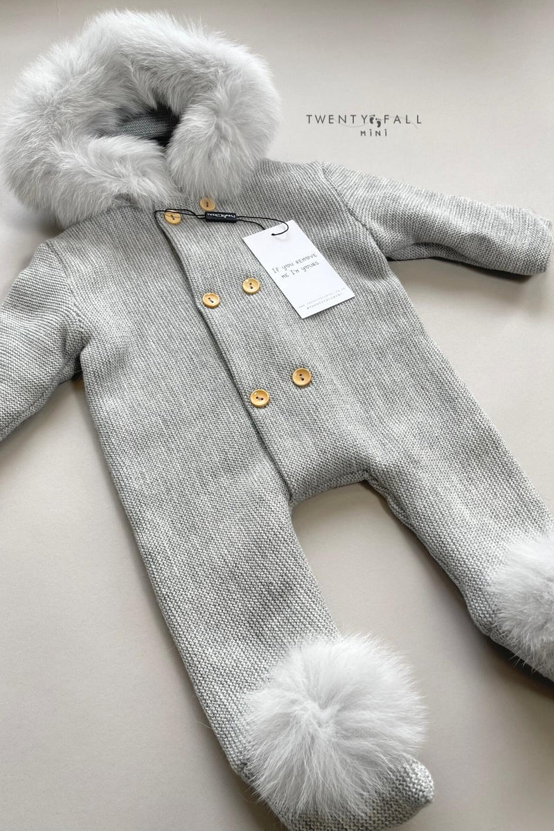 Knitted Pramsuit with Fox Fur Trim – TwentyFall