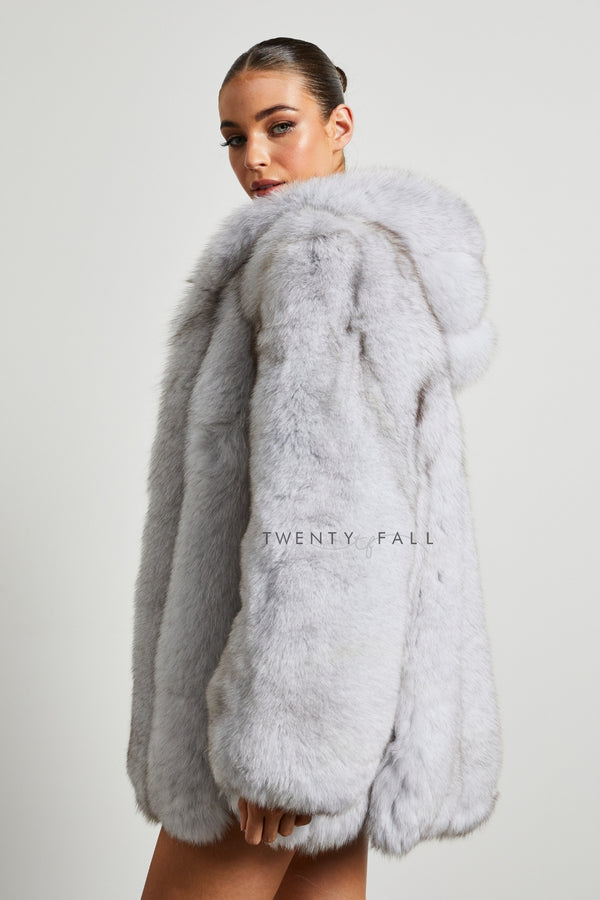 Red Fox Fur Full Pelt Coat with Hood – TwentyFall