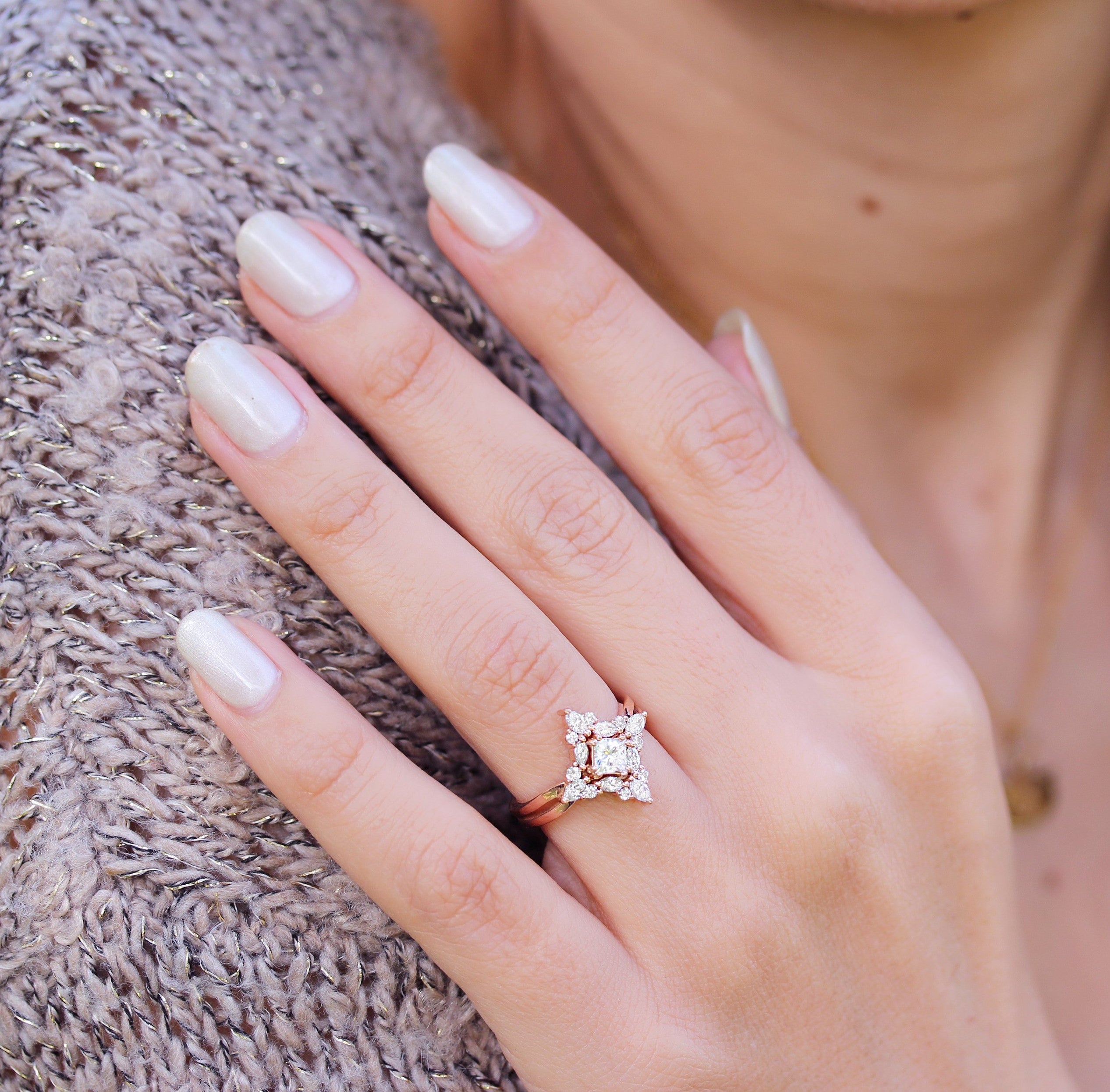 Vintage Princess Cut Diamond Cluster Engagement Ring – Boylerpf