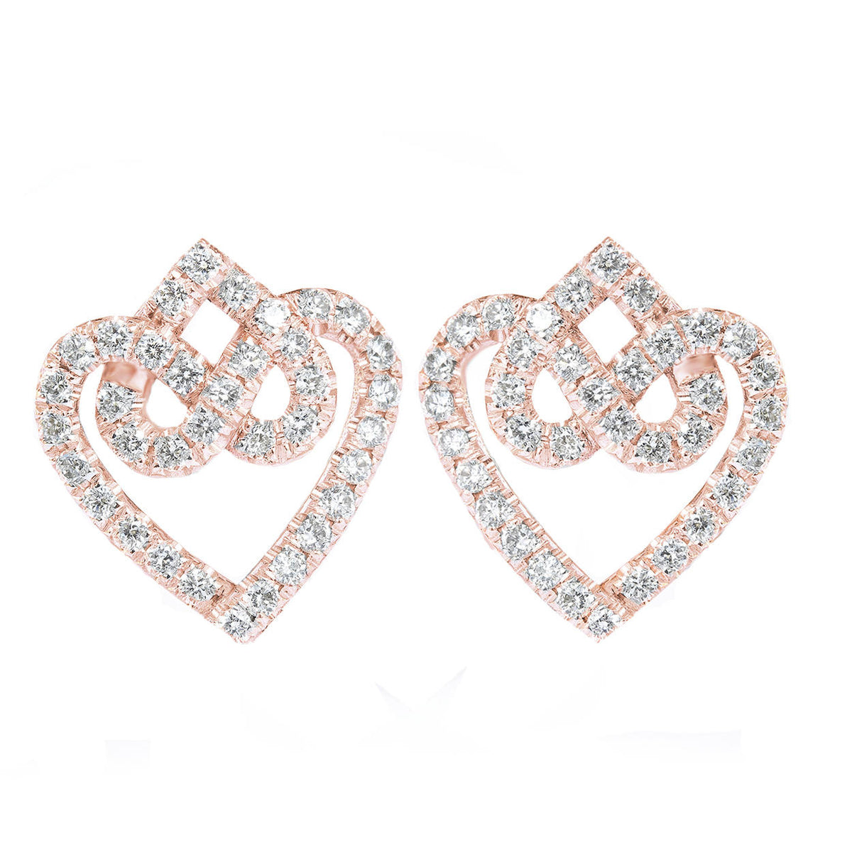 Hearts Lock Knot Stud Diamond Earrings ♥ | sillyshinydiamonds