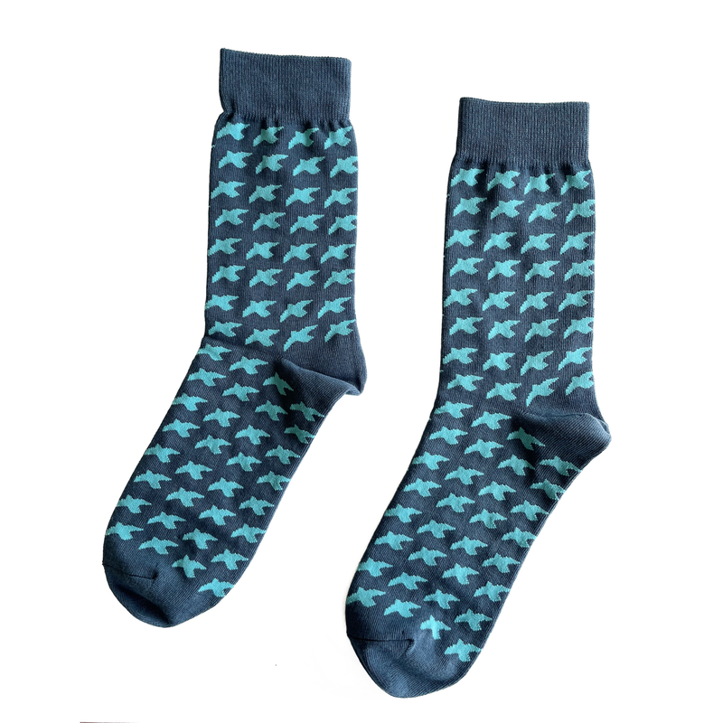Ólafur Arnalds Bird Pattern Socks - Dark Blue