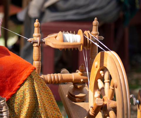 Alpaca fiber being spun into yarn