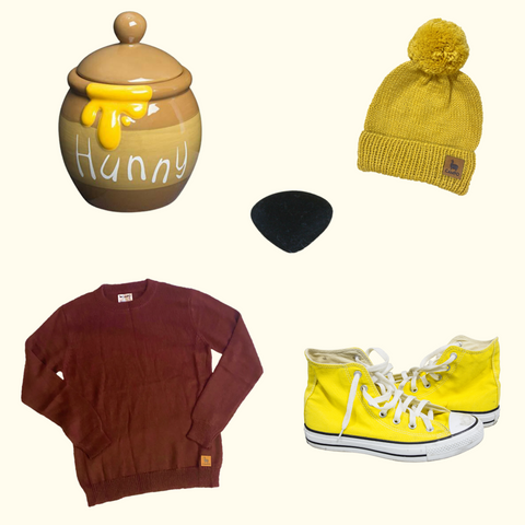 Winne the Pooh Costume using Campo Maroon Crewneck and Mustard Beanie