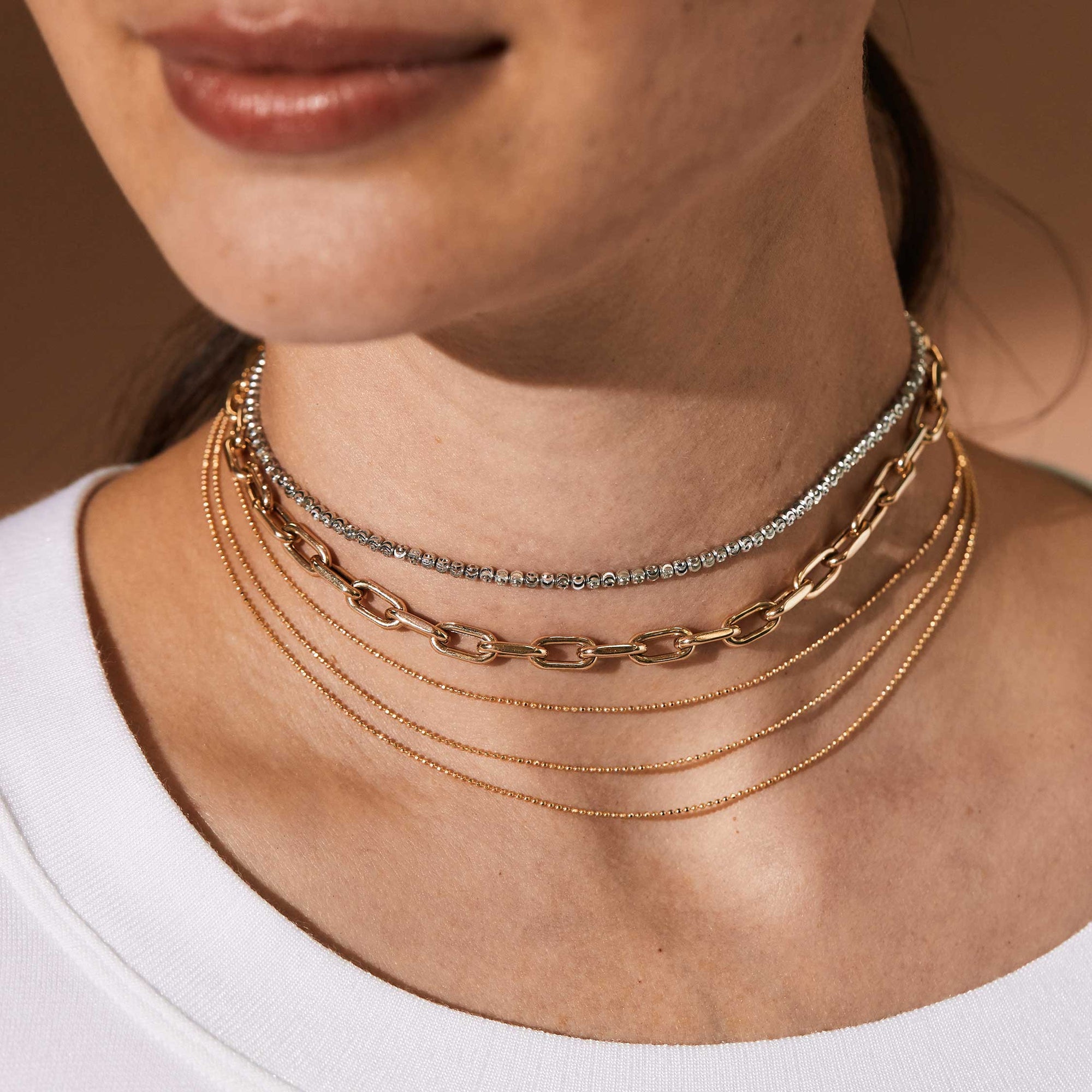 Gold Chain Choker 14K Yellow Gold / 13.5 - 15.5