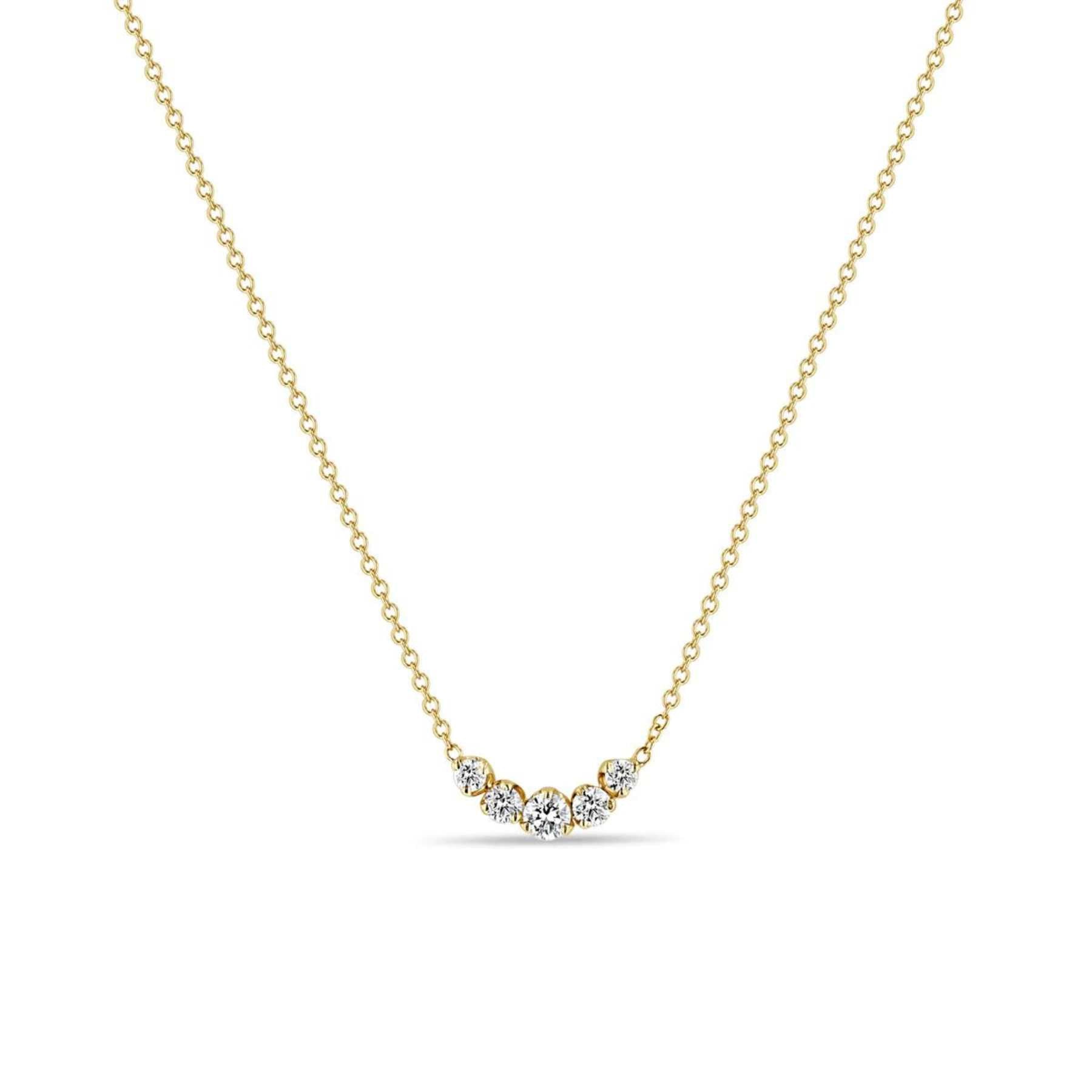 Zoë Chicco 14K Gold 5 Dangling Diamond Extra Small Curb Chain Necklace