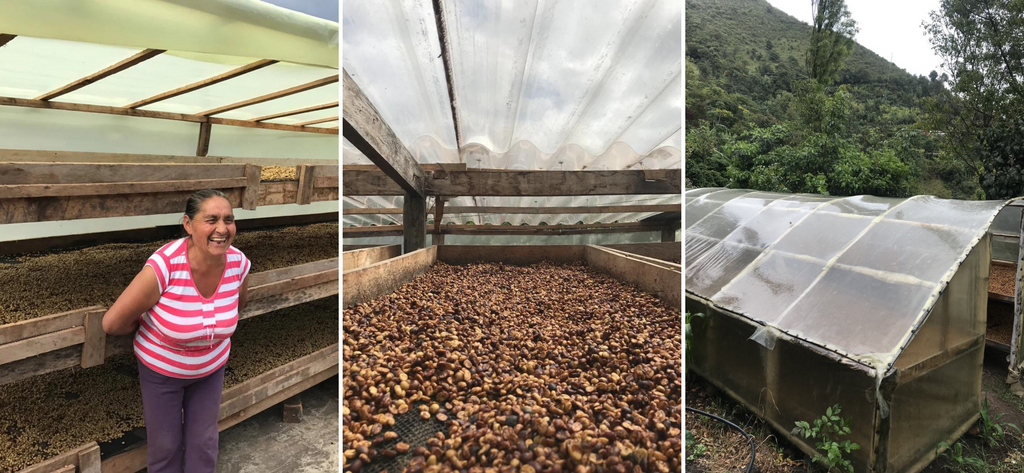 Doña Luz and her drying beds. Other styles of tiered beds used in the community.