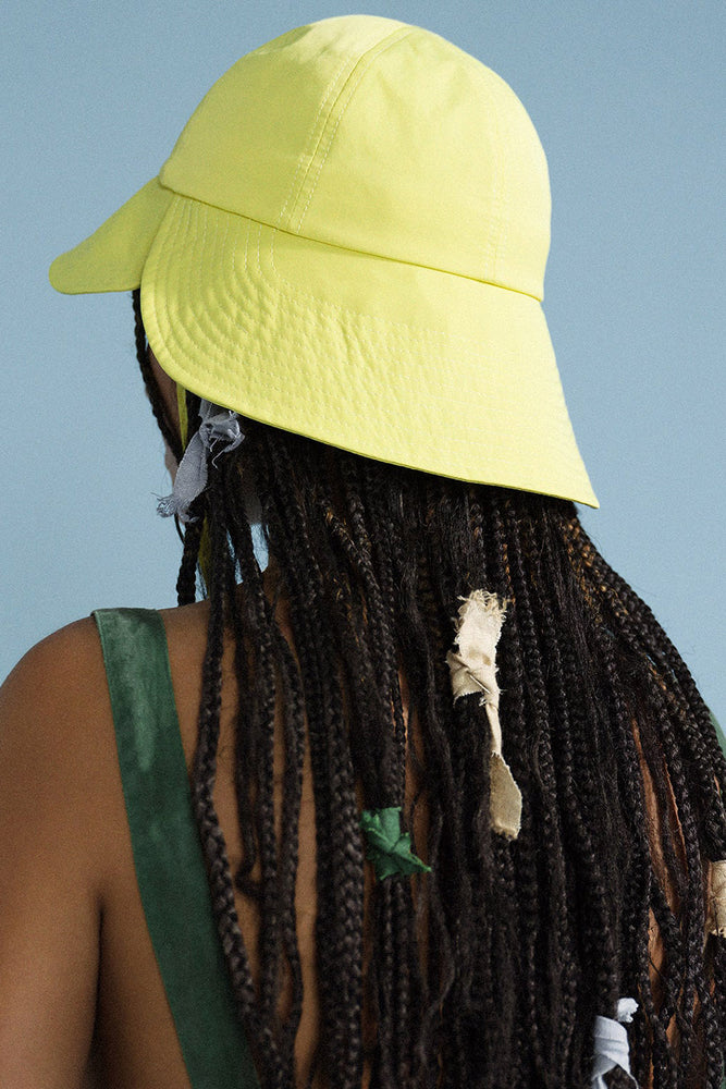 Back view of yellow Hansel from Basel Tulip bucket hat. 