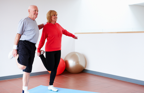 Older Adults balancing on one leg