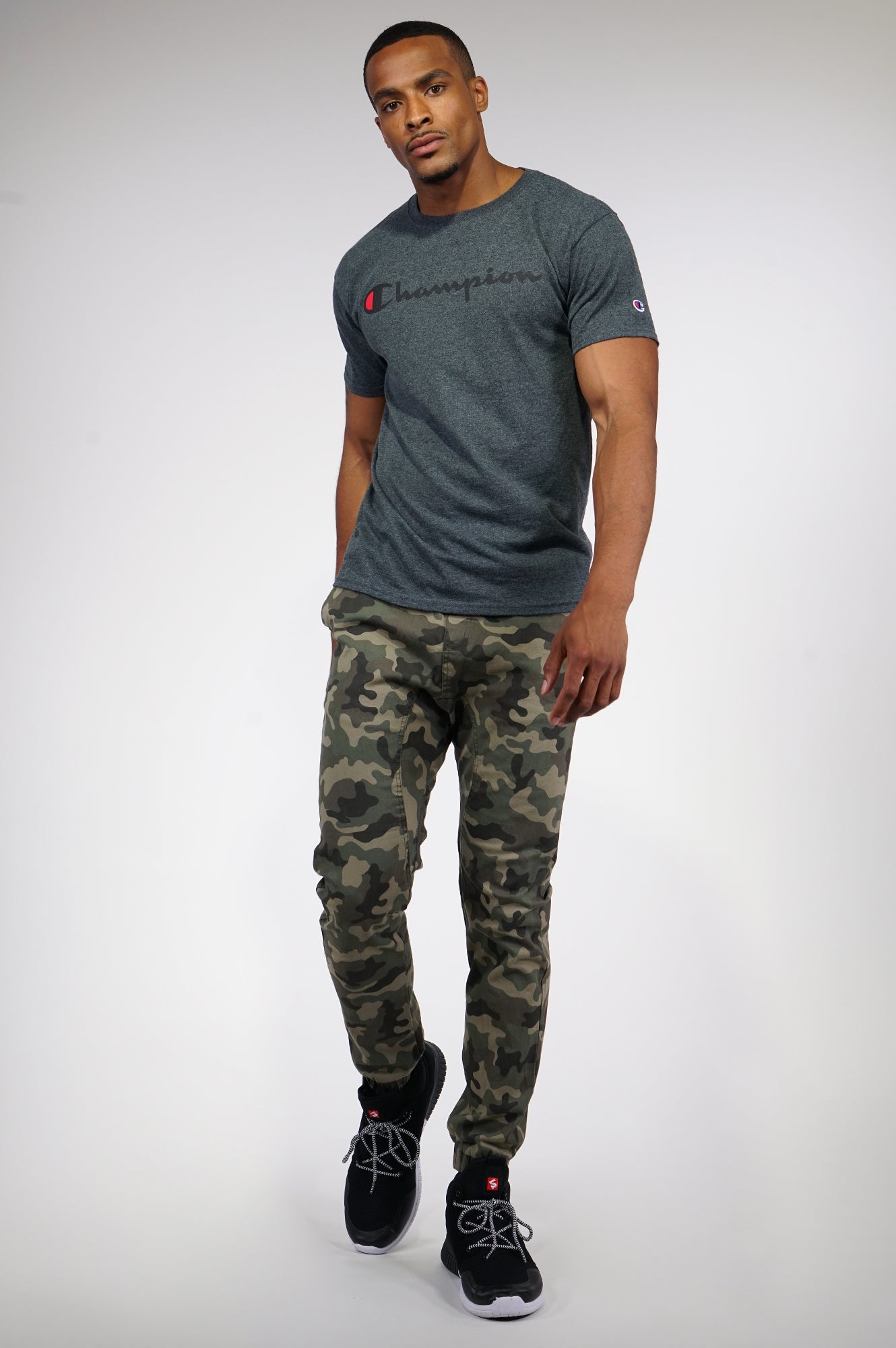 mens camo twill joggers