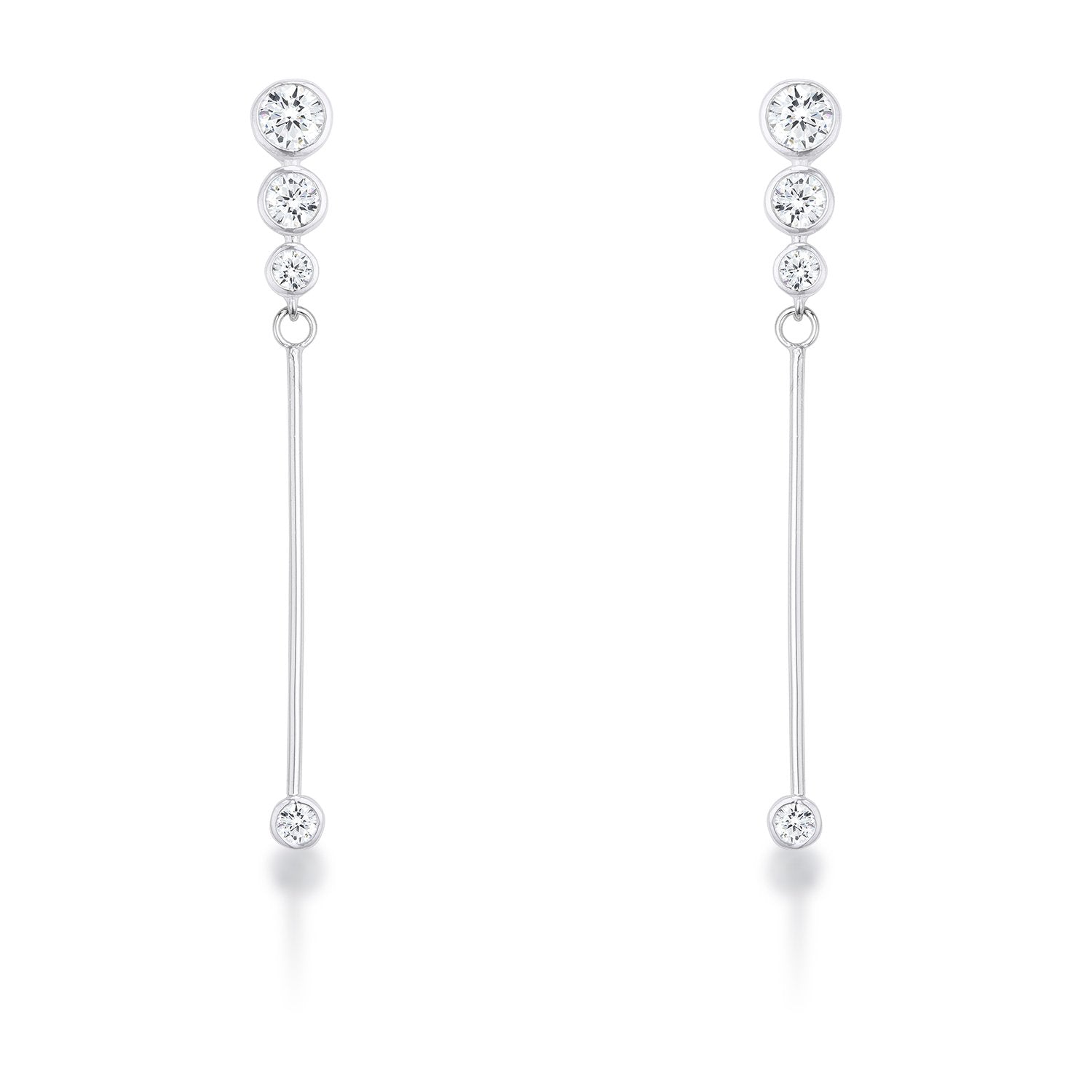 1.2Ct Graduated Rhodium Plated Drop Cubic Zirconia Earrings.