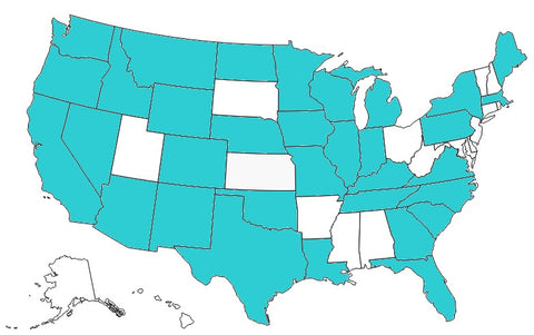 USA map with states we can ship to highlighted