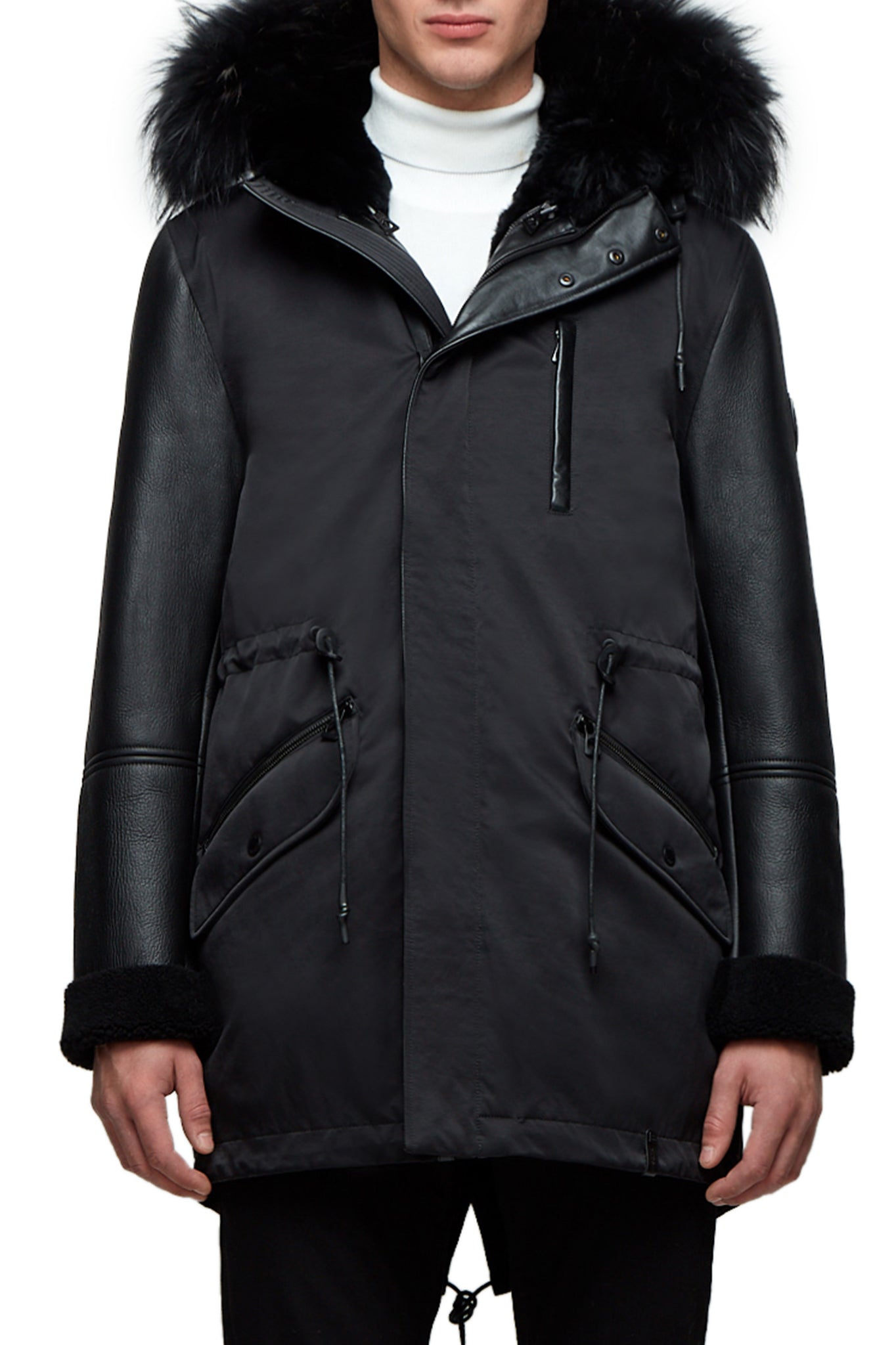 black fur parka coat mens