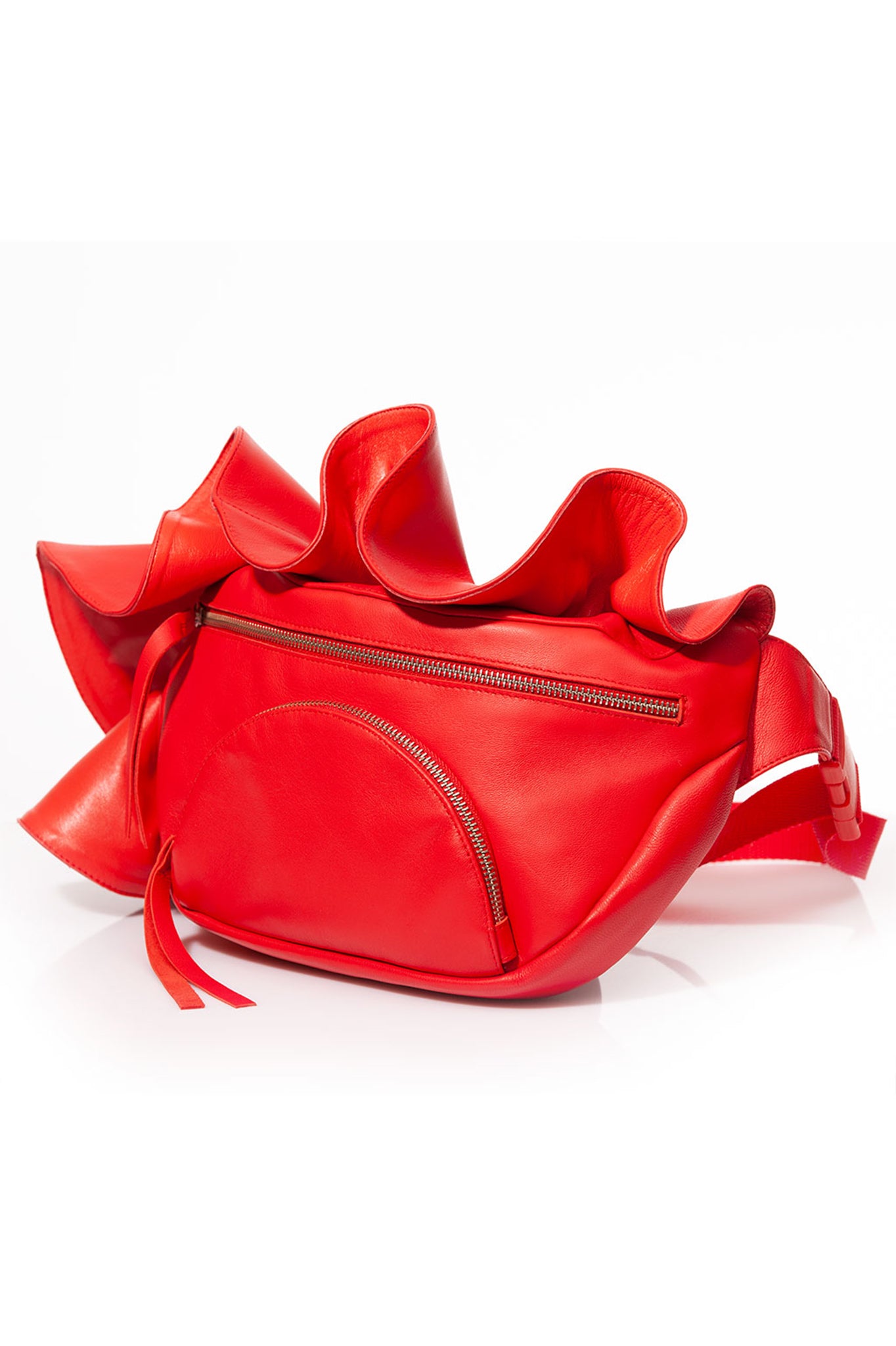 red leather bum bag