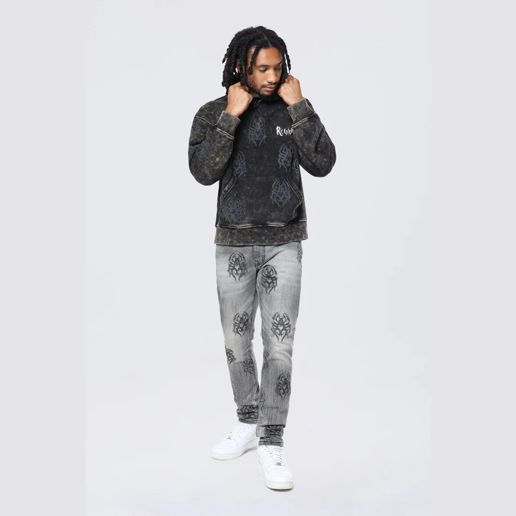 Men sSmokeRiseSlimSpiderRhinestoneJeansPlutoGrey 6