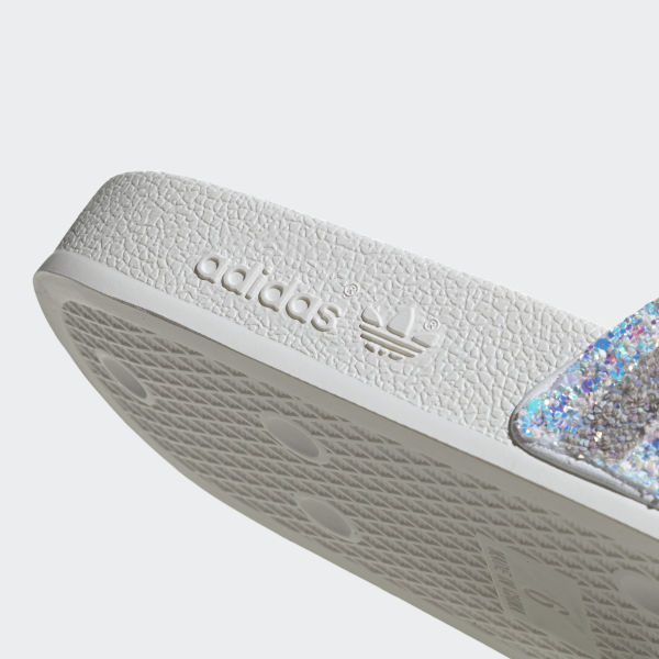 adidas adilette slides white glitter