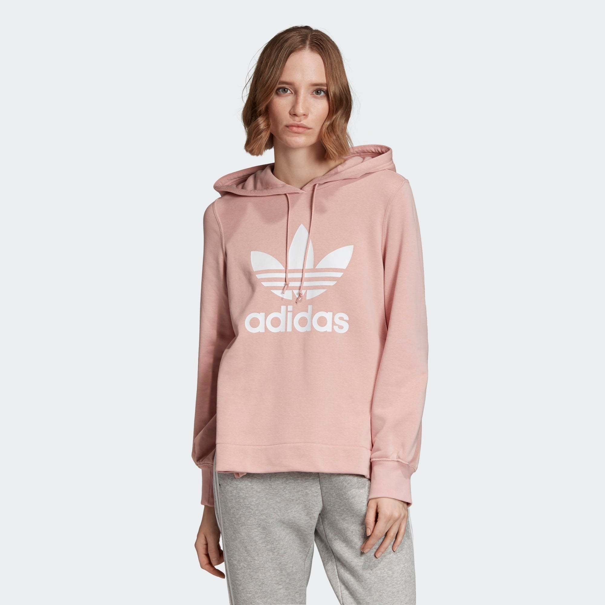 adidas trefoil hoodie pink spirit