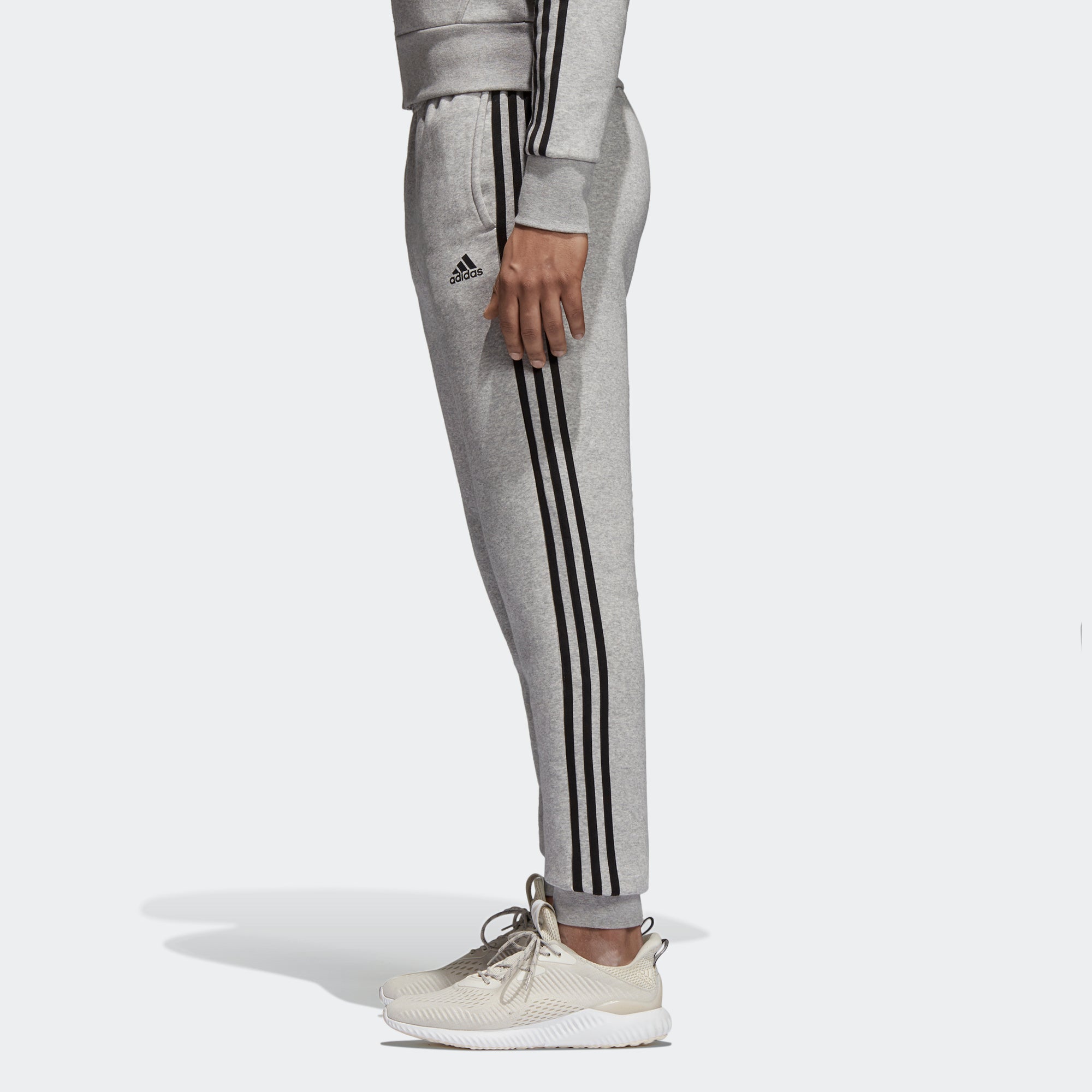 adidas 3 stripe joggers mens grey