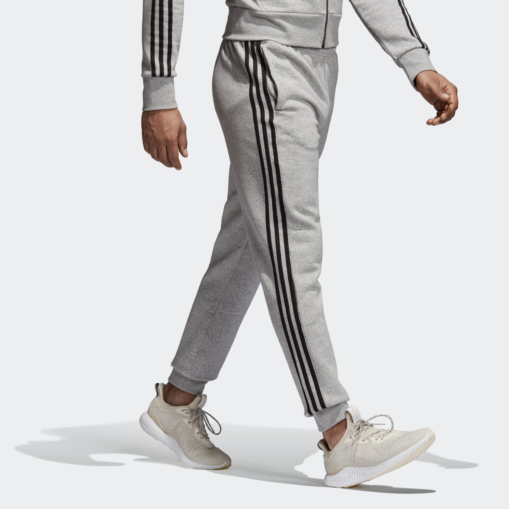 adidas 3 stripe grey joggers