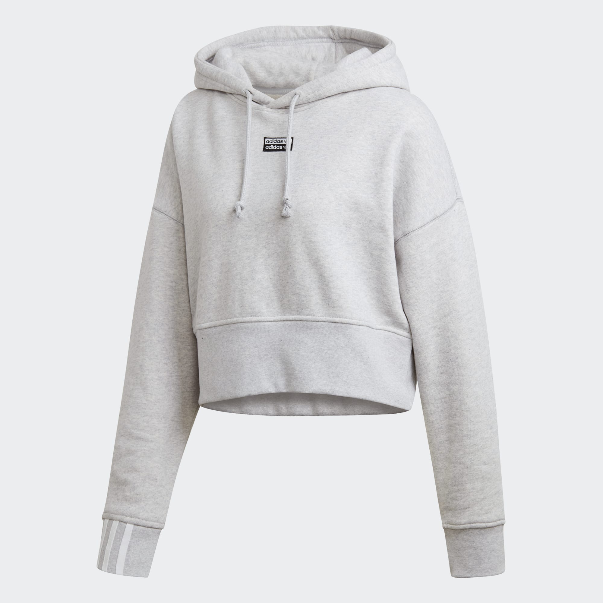 adidas Cropped Grey Hoodie Striped 