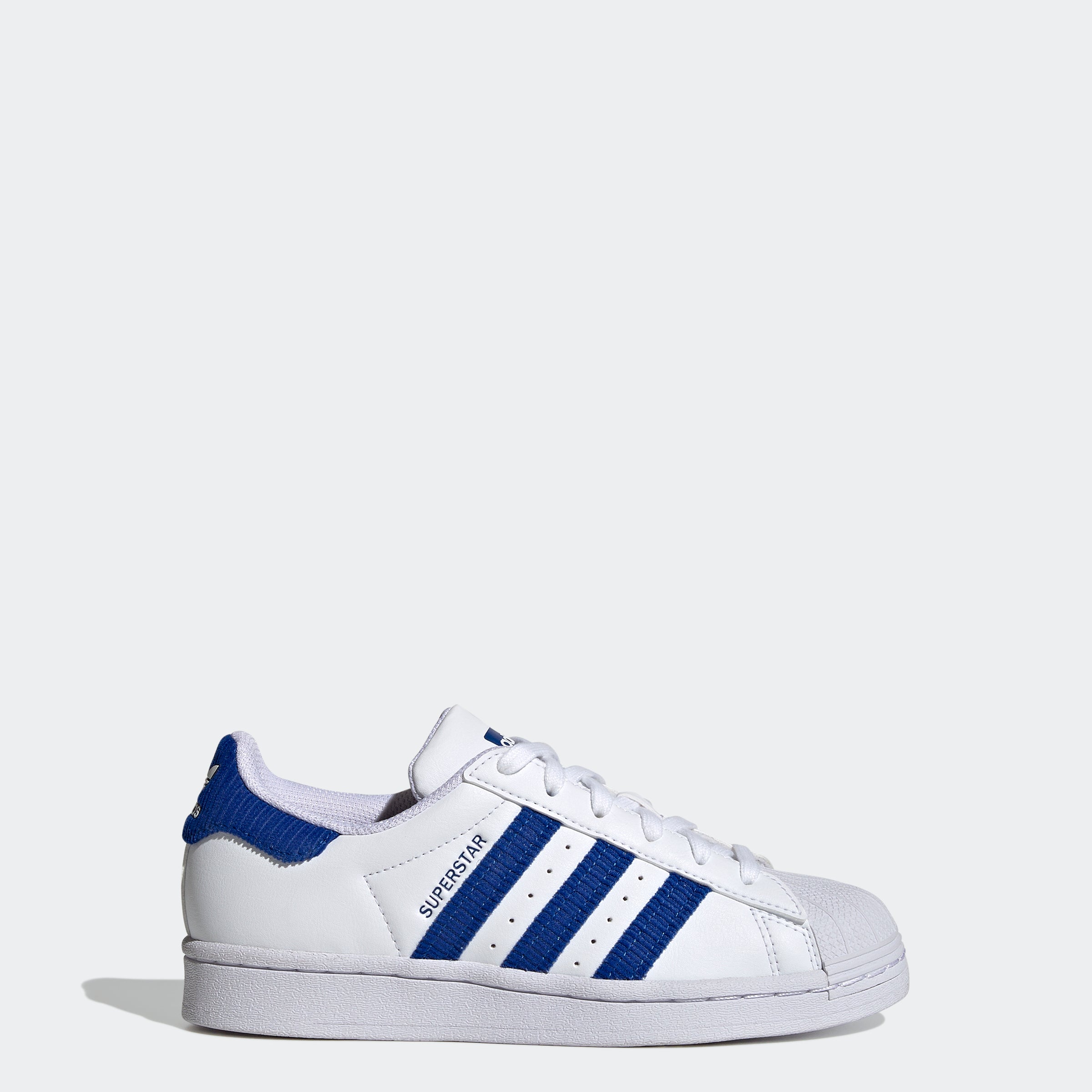 Kids’ adidas Originals Superstar Shoes White Blue Corduroy