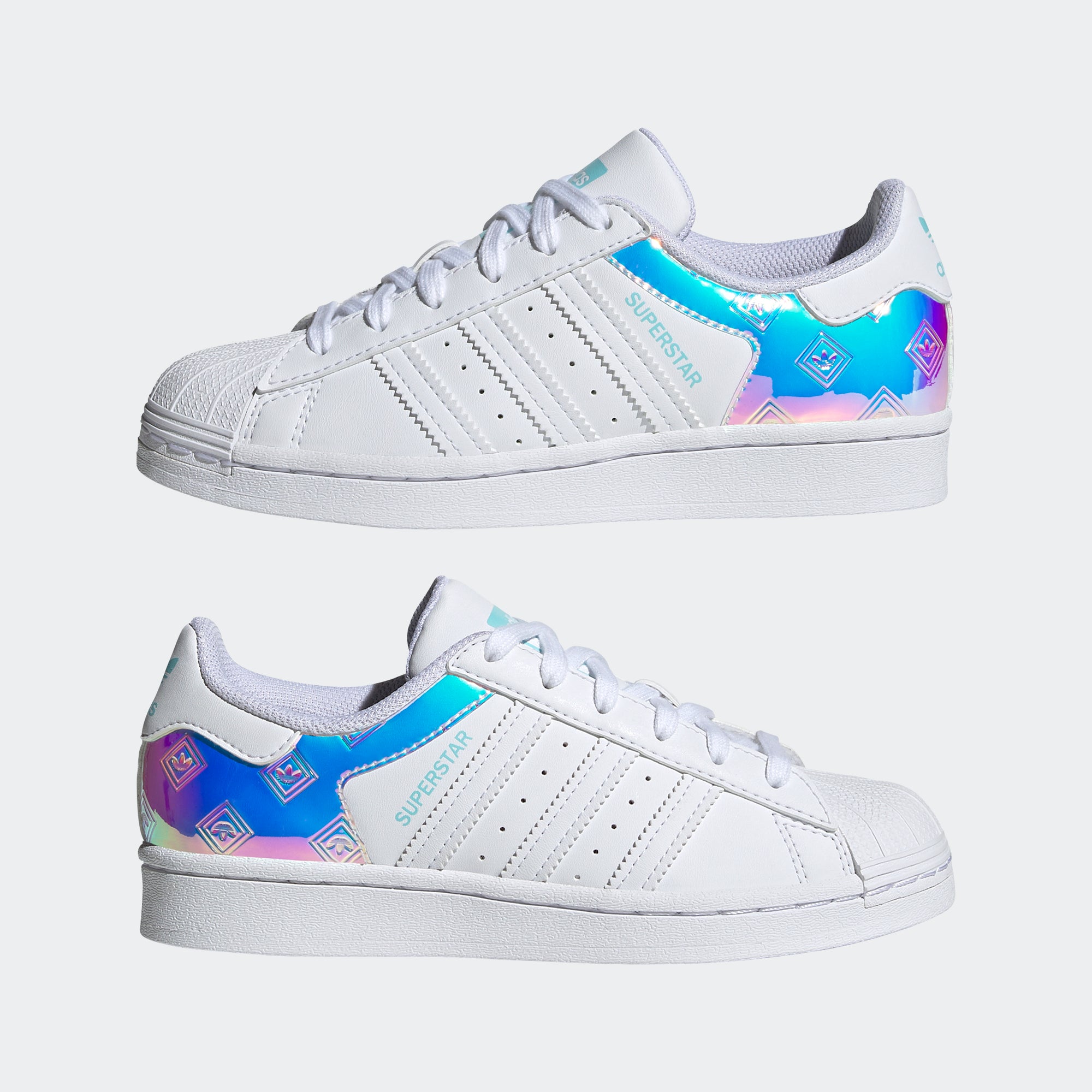 Kids  adidas Originals Superstar Shoes White Pulse Aqua