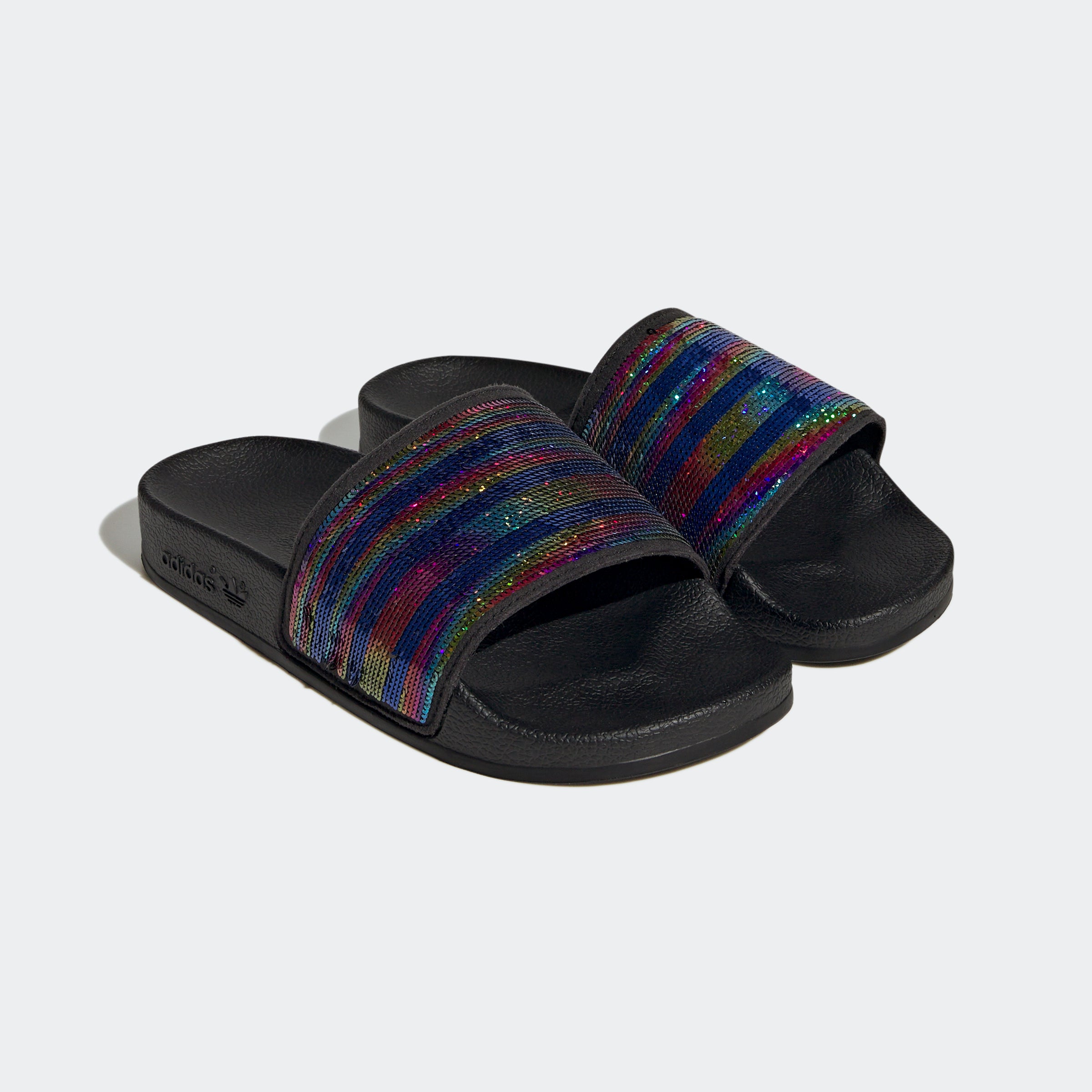 Kids adidas Originals Adilette Slides Black Sequins