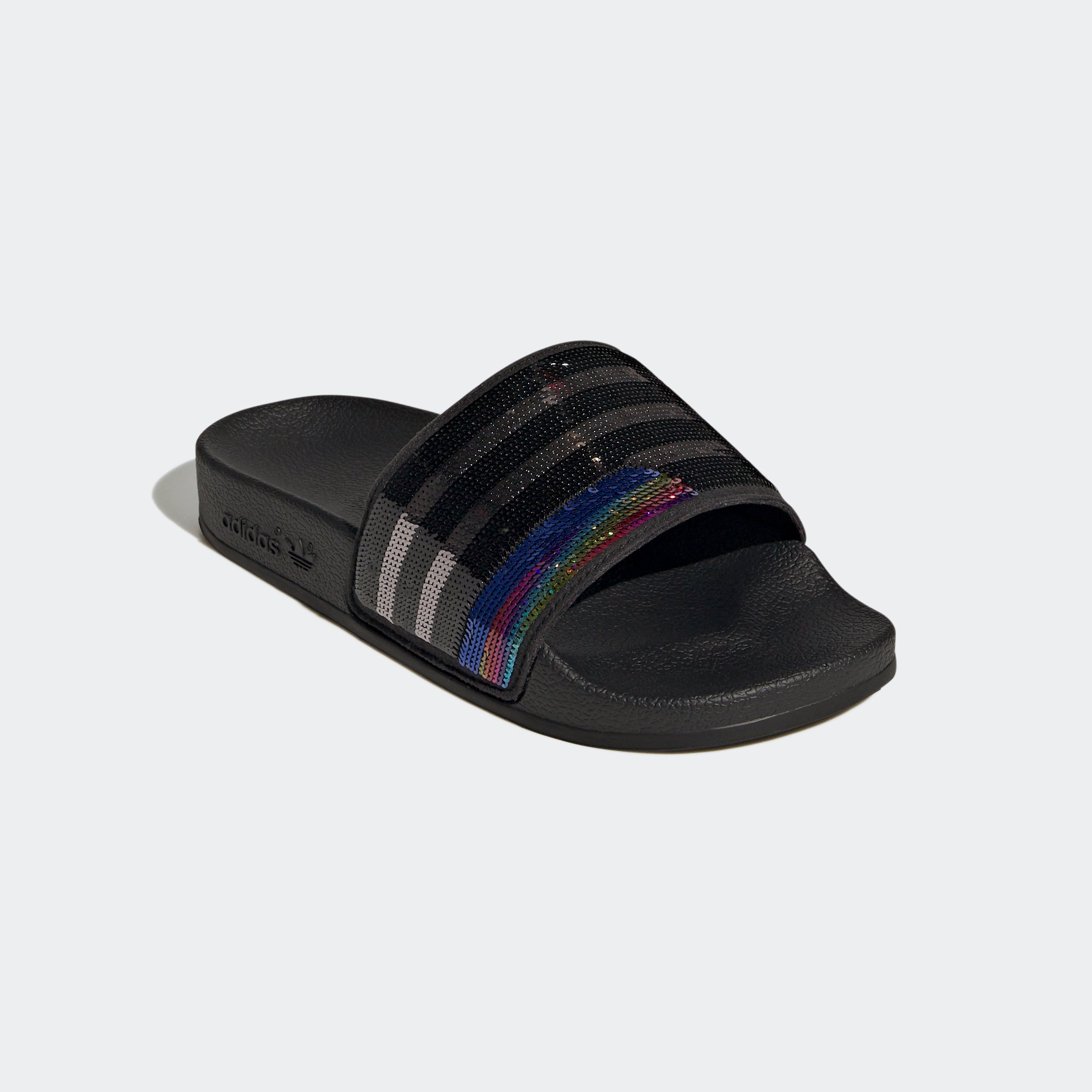 Kids adidas Originals Adilette Slides Black Sequins