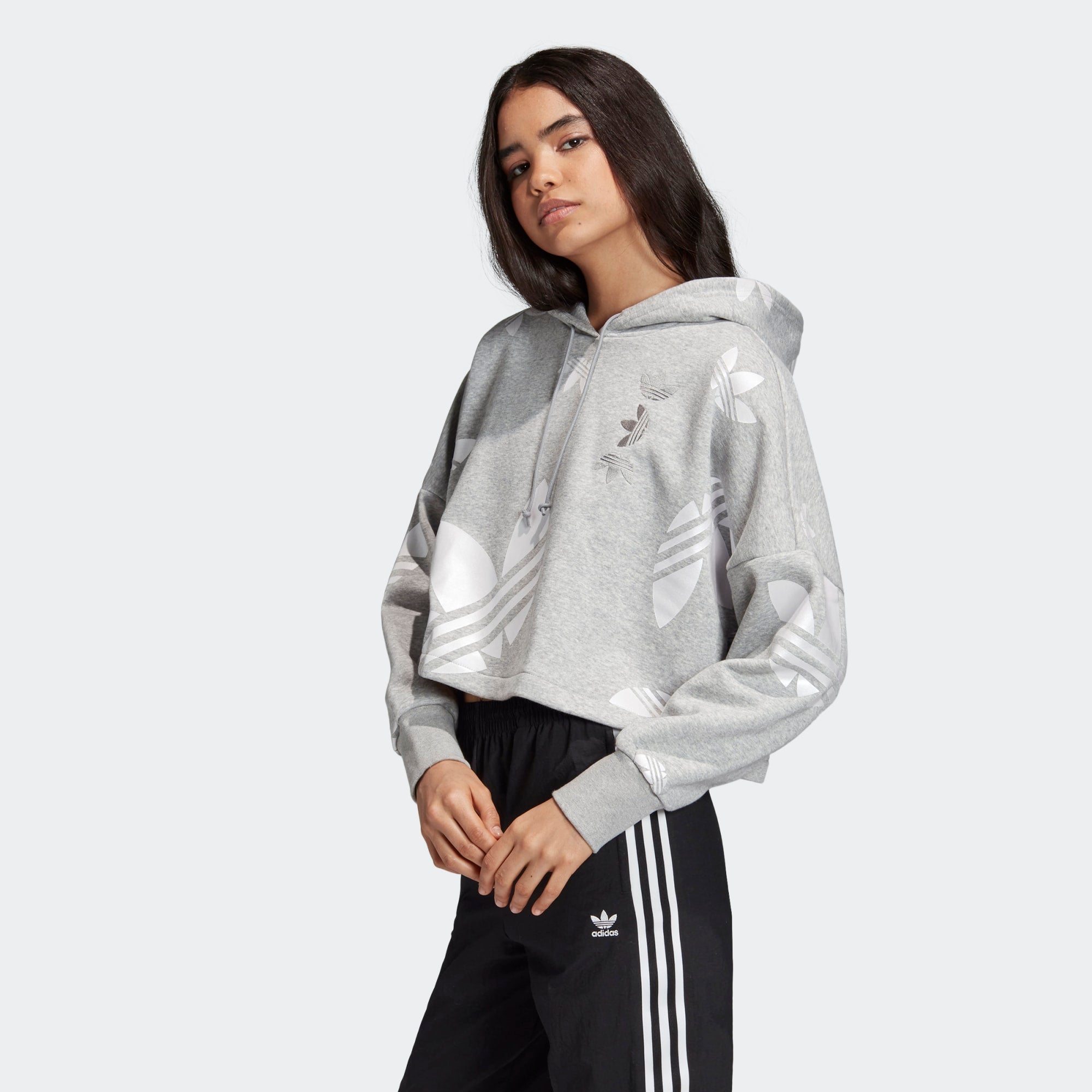 adidas large logo cropped hoodie