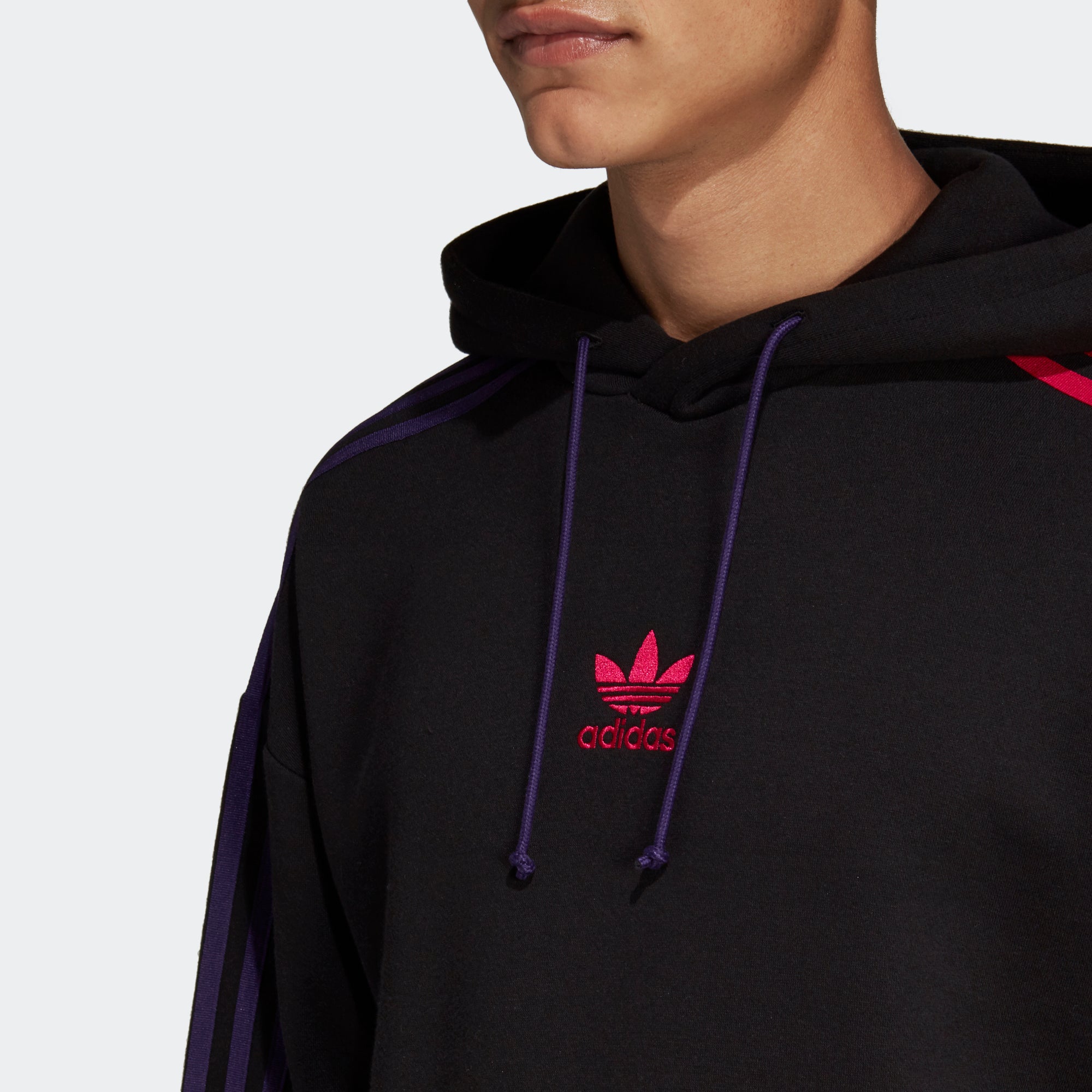 adidas black 3 stripe hoodie