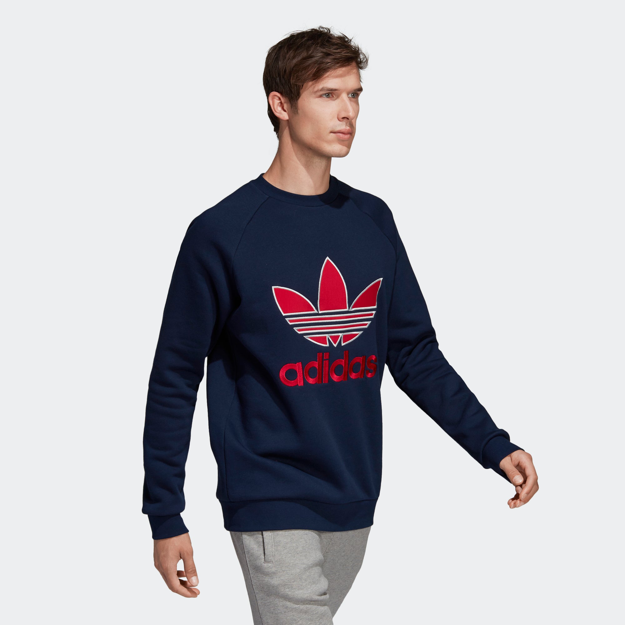 adidas Appliqué Trefoil Crew Collegiate Navy EC3666 | Chicago City Sports