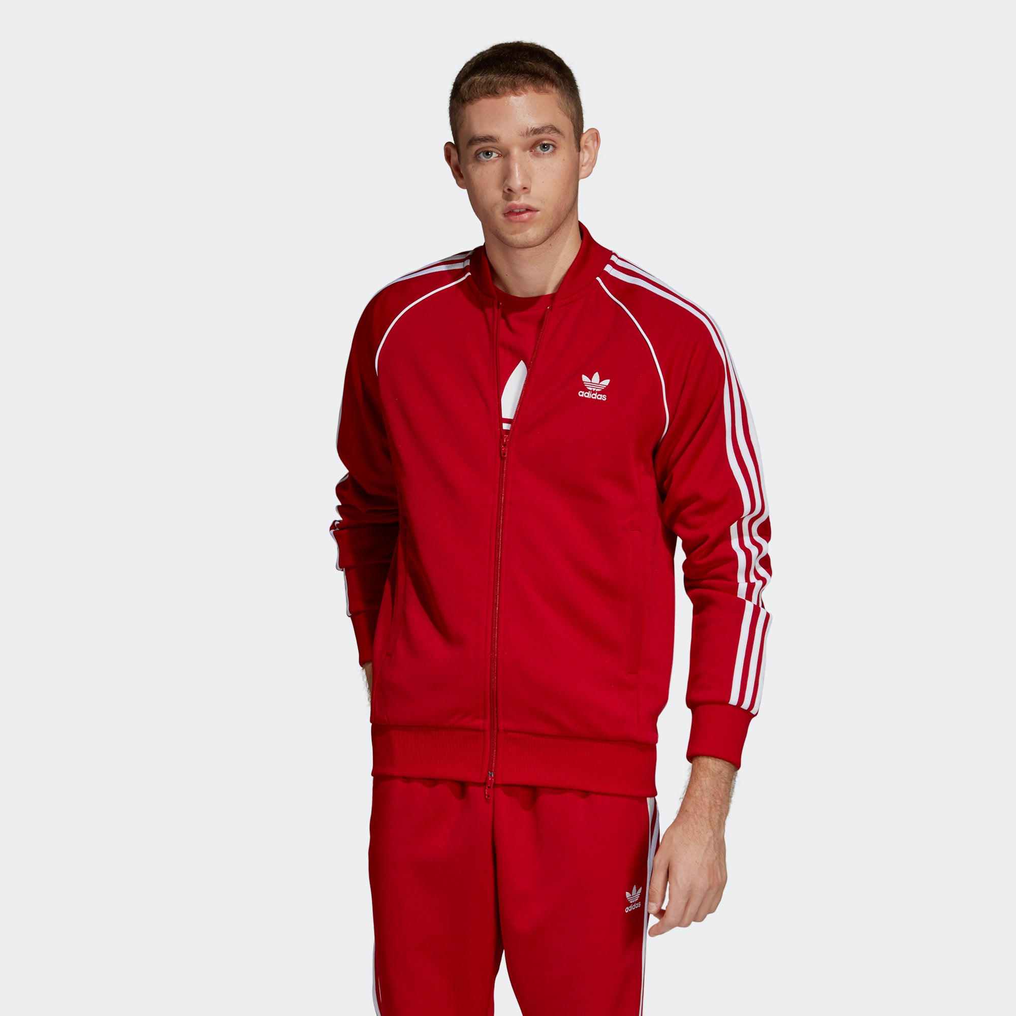 mens red adidas track jacket