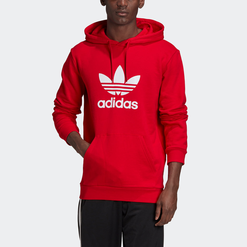 adidas trefoil hoodie men's red