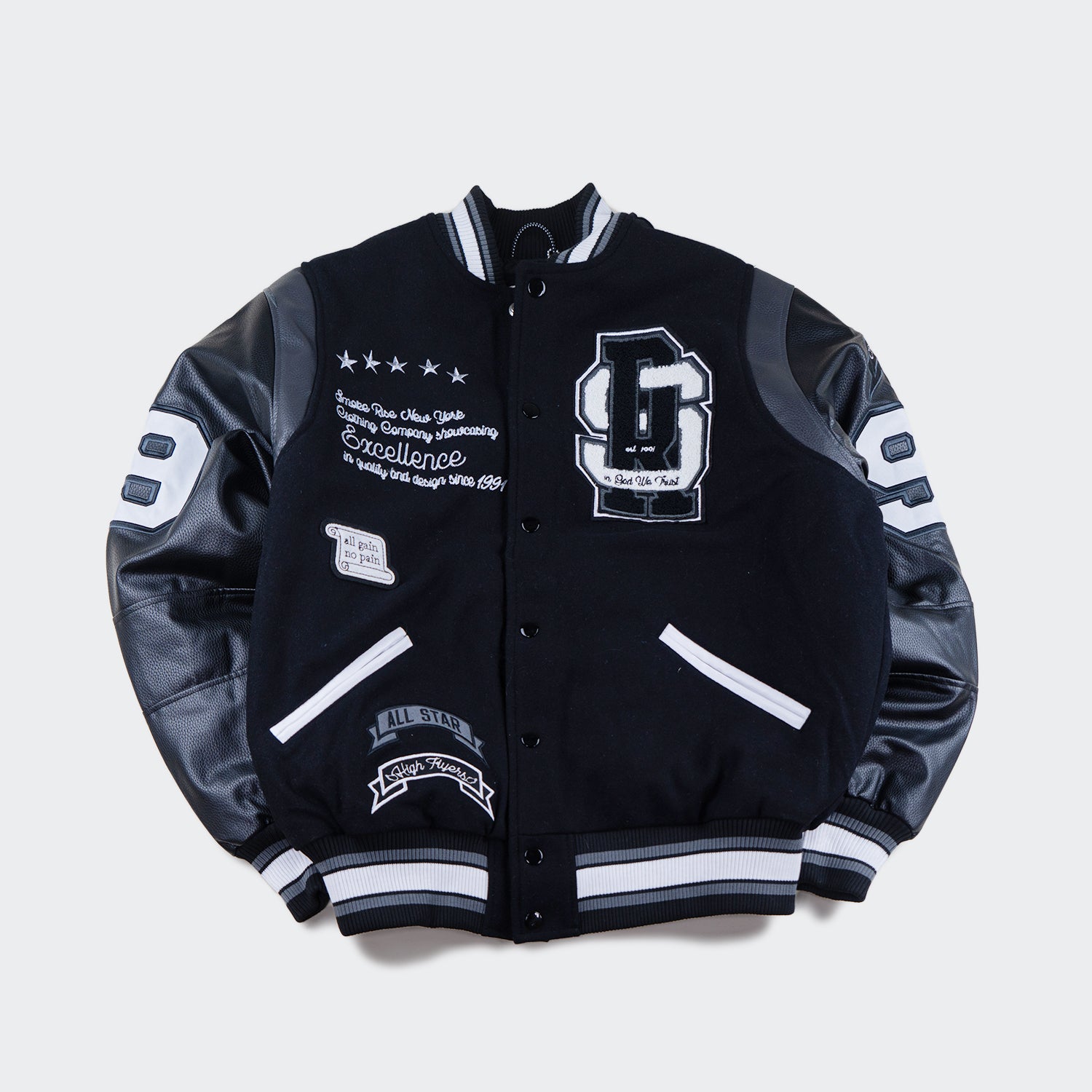 Smoke Rise We The Peope Varsity Jacket Black WW22697BLK 01