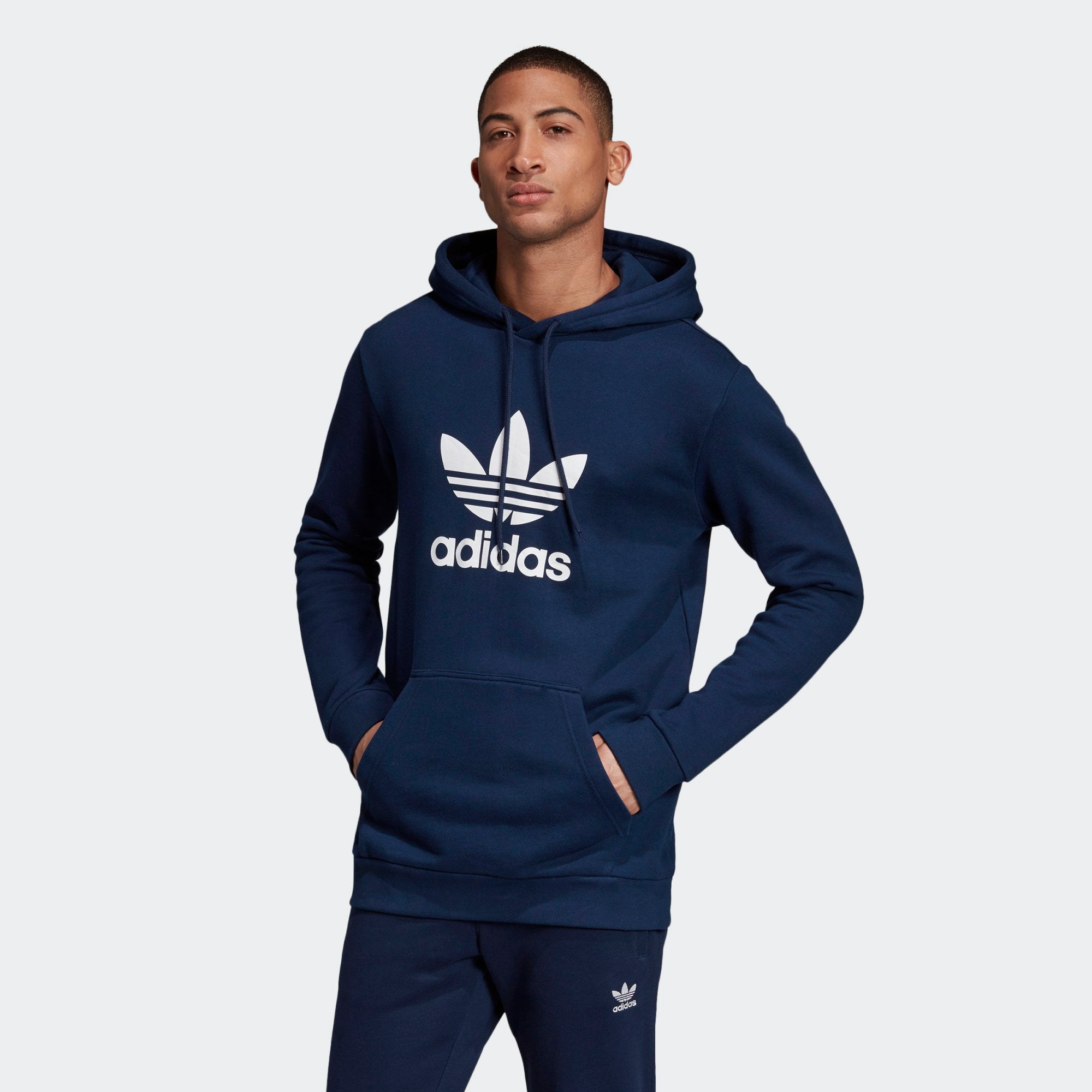 adidas navy trefoil hoodie