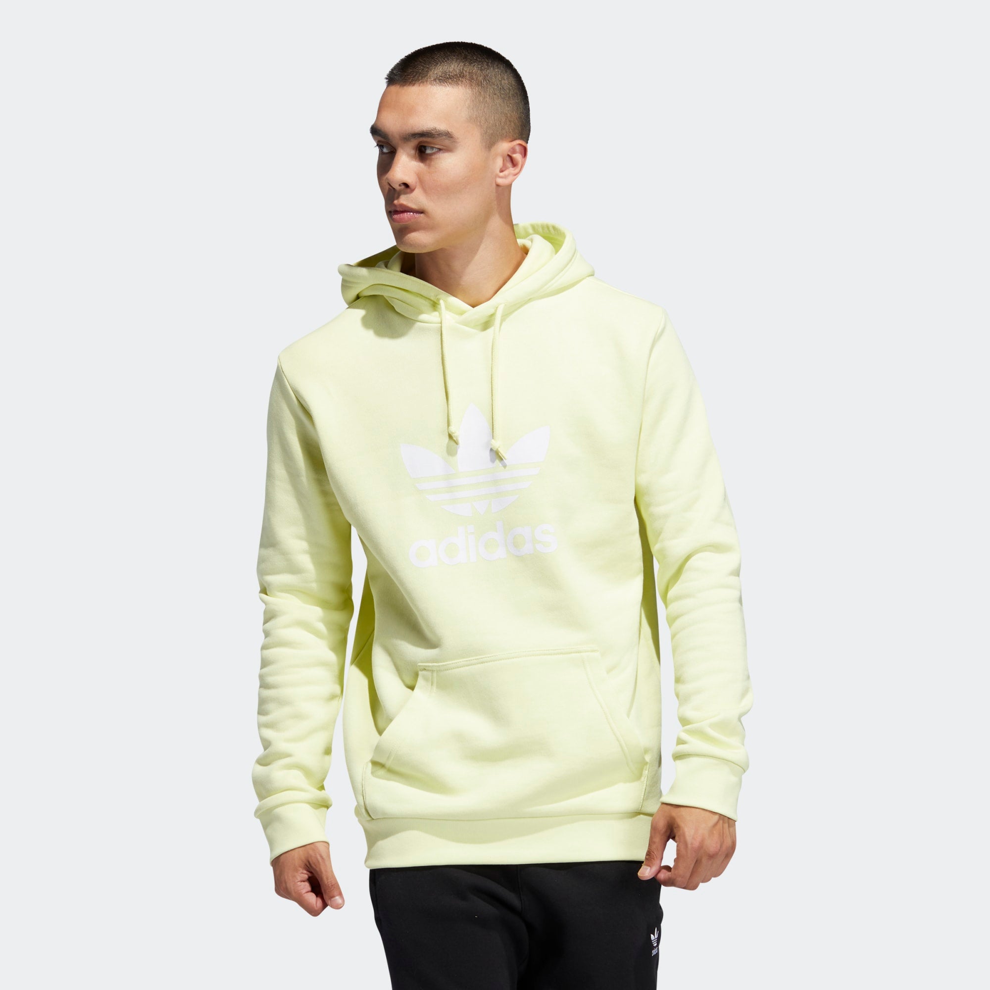 adidas trefoil yellow hoodie