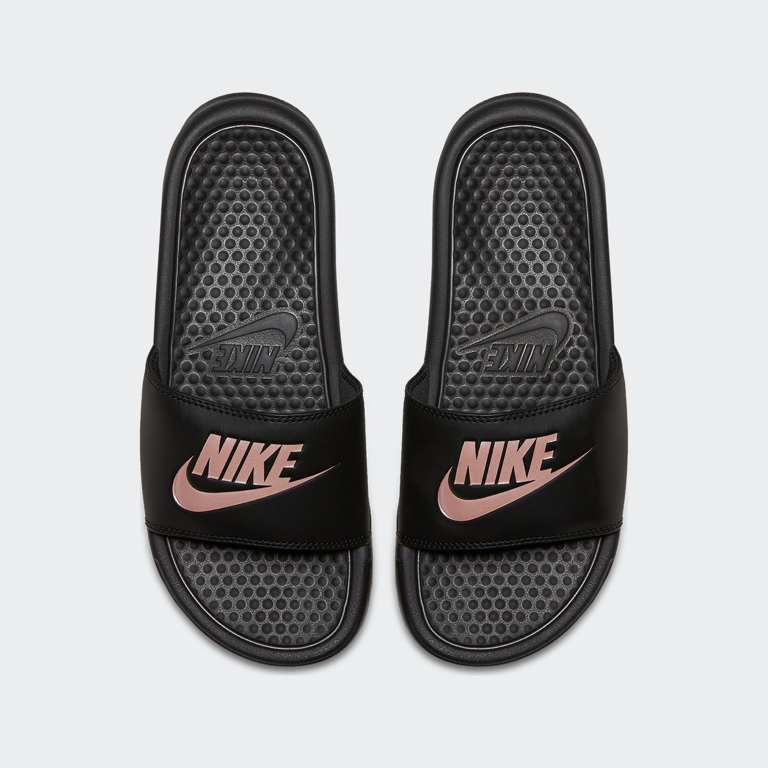 nike slides gold and black