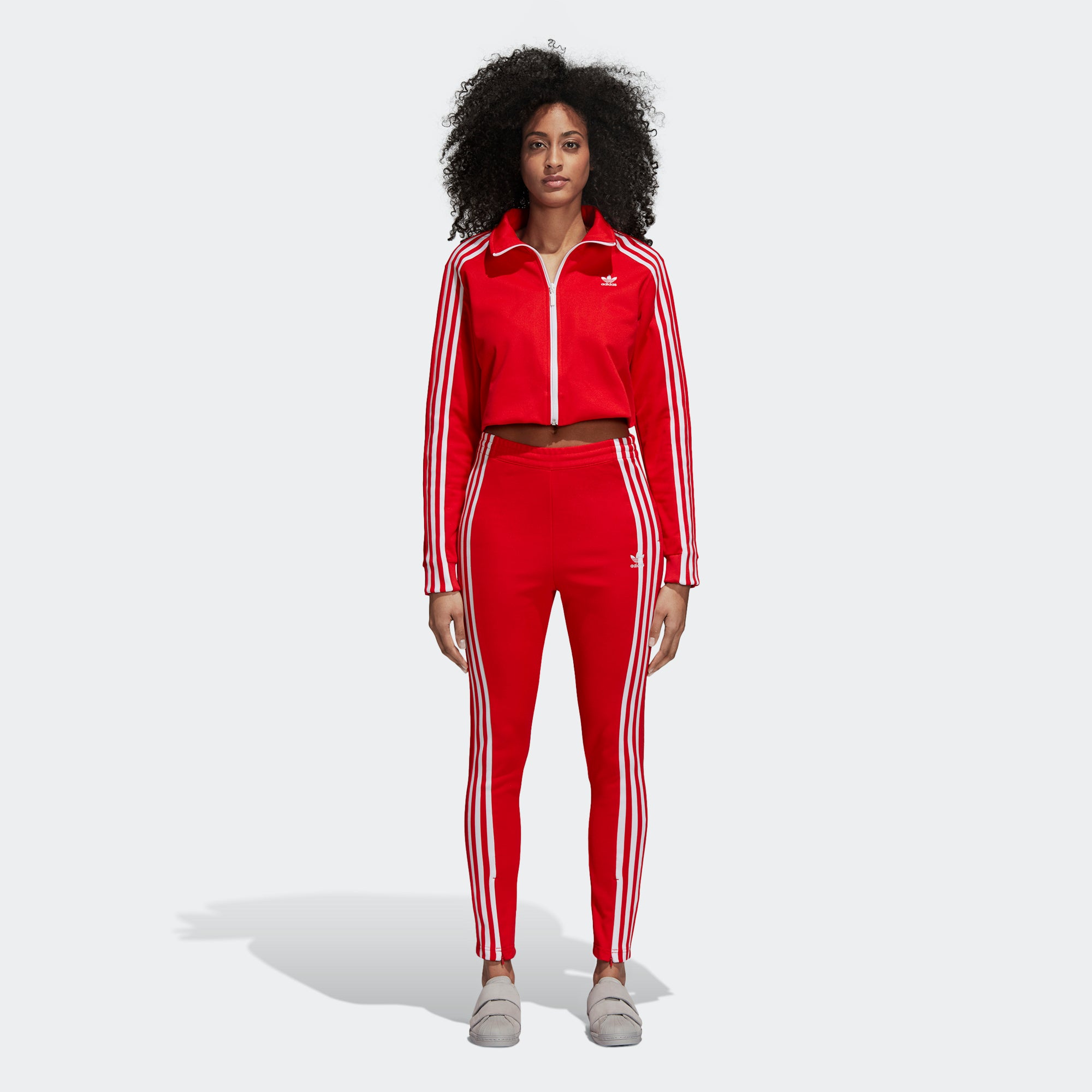 red adidas jacket outfit