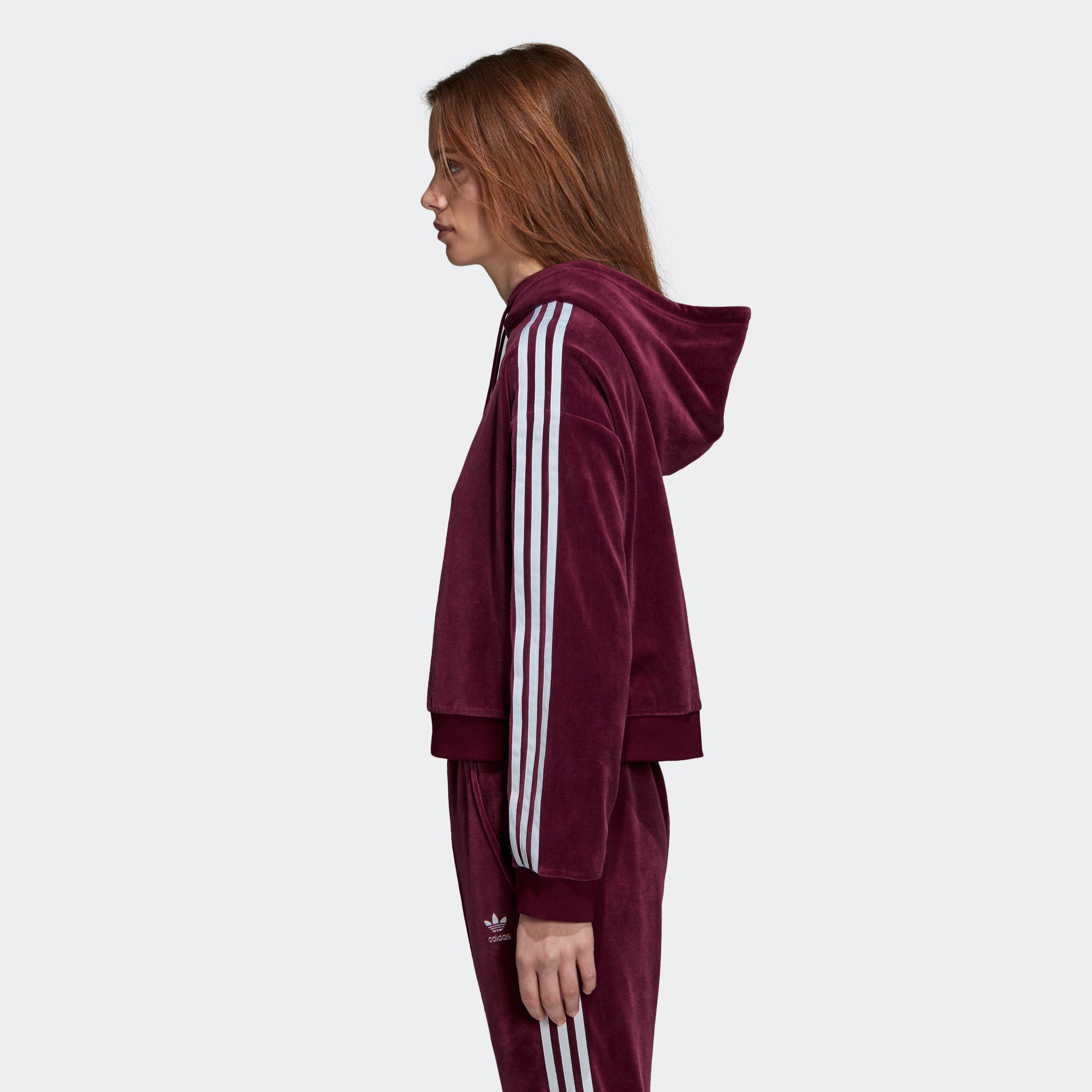 adidas velour cropped hoodie