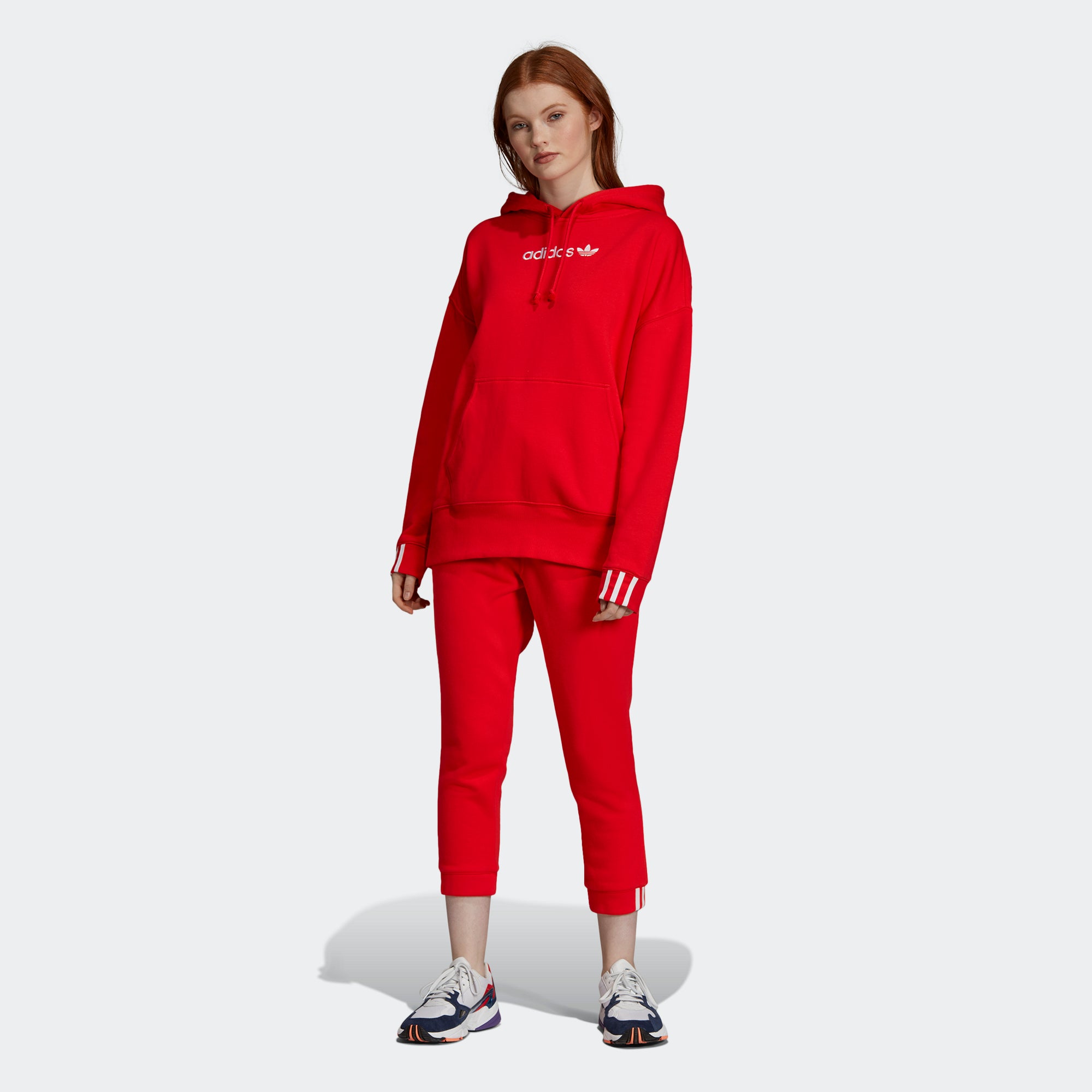 adidas originals coeeze fleece sweatshirt in red