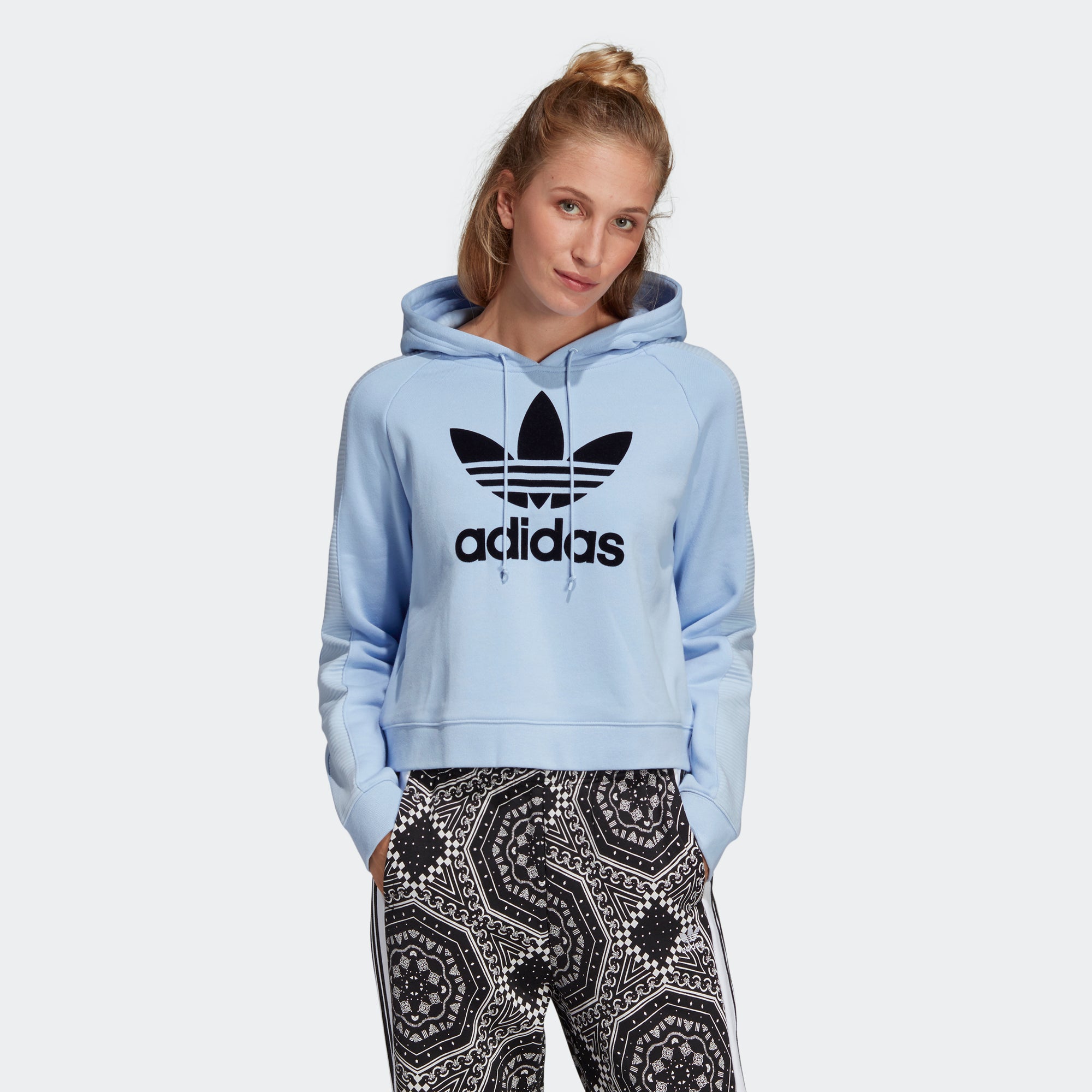 blue adidas cropped hoodie