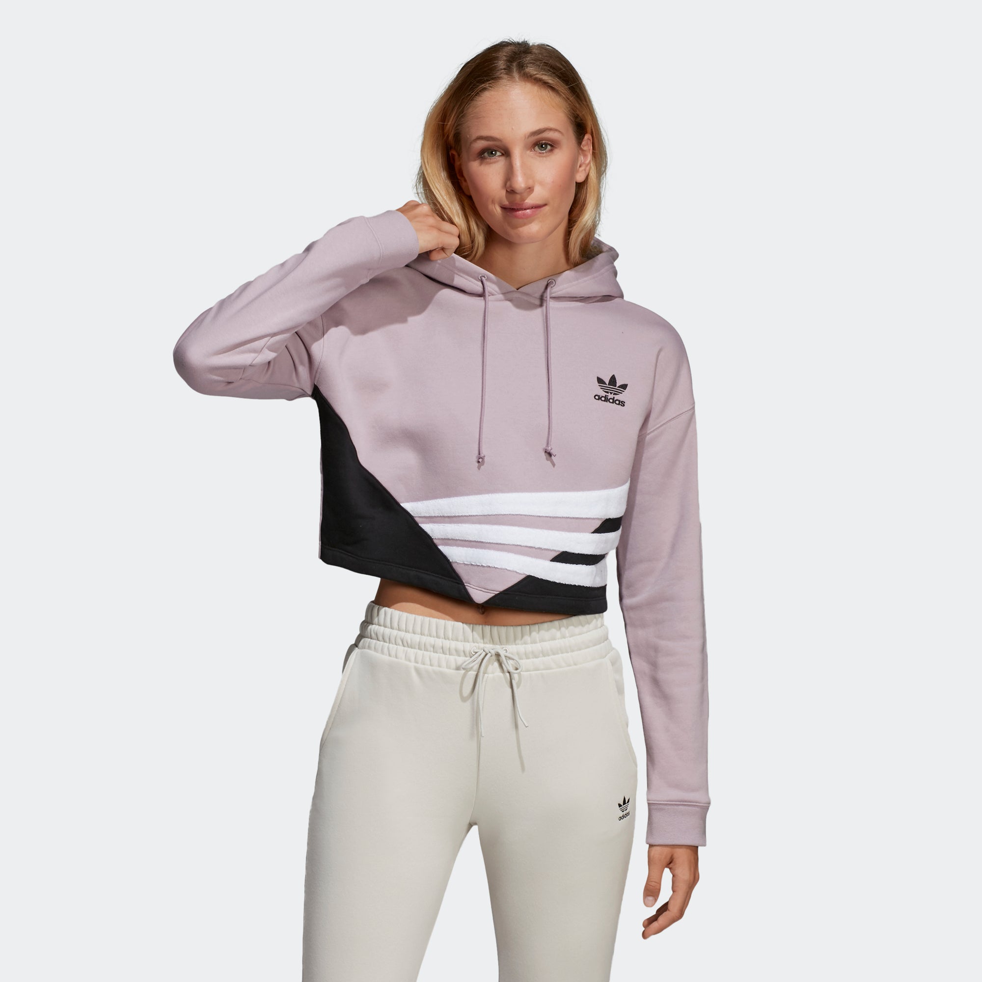 grey adidas cropped hoodie