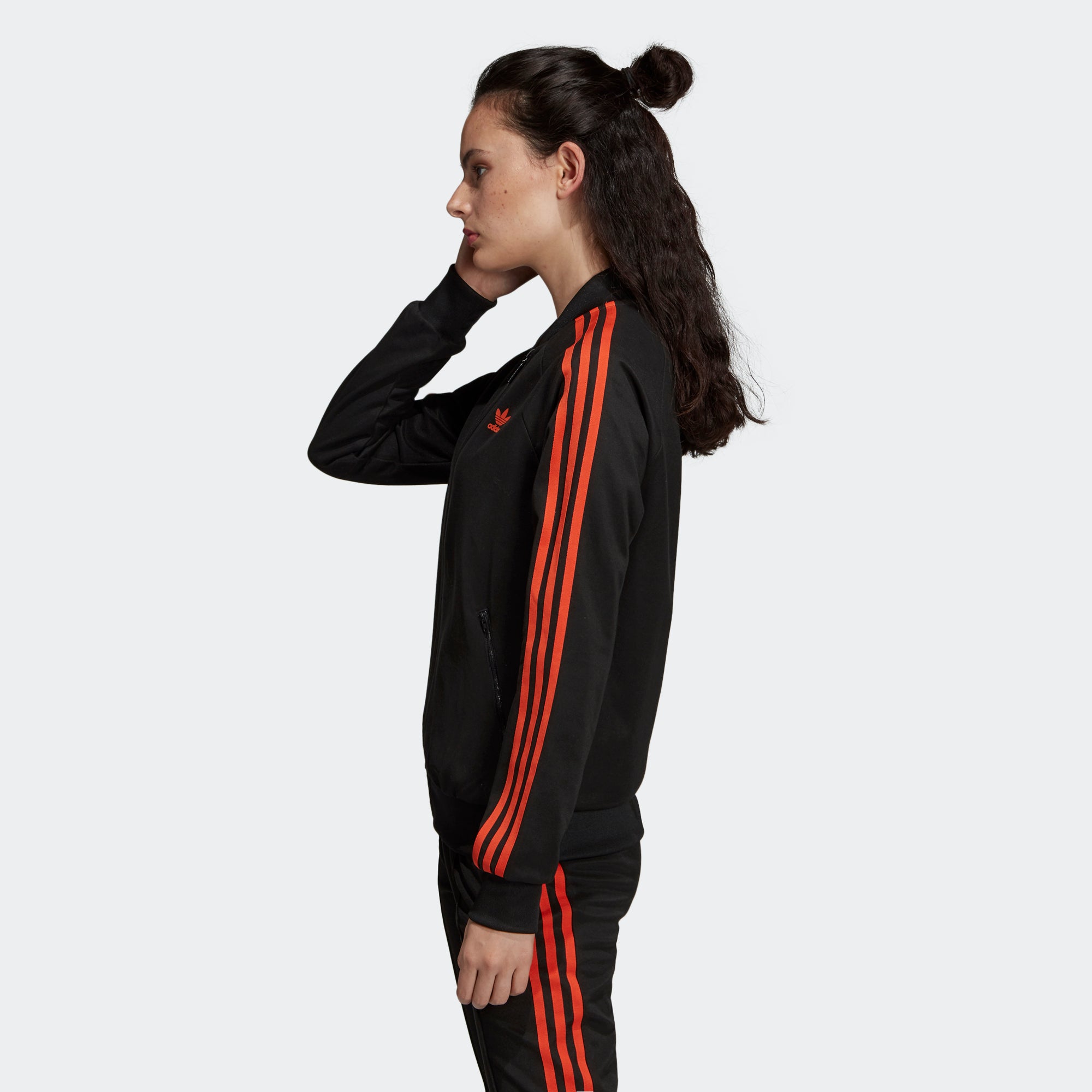 black and orange adidas track jacket