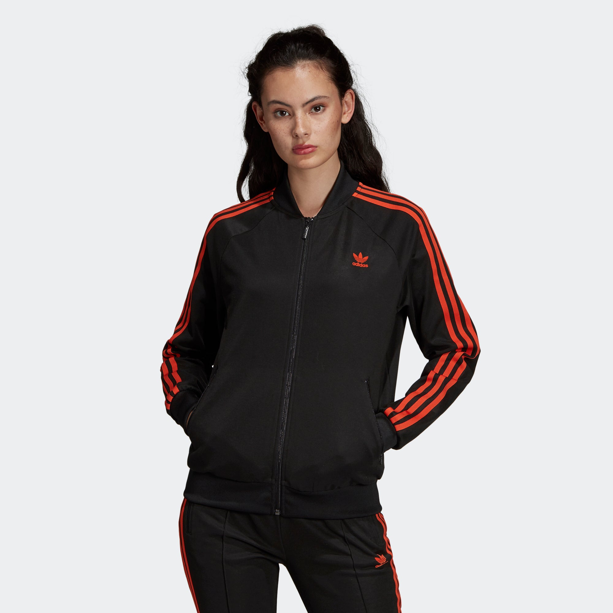 black and orange adidas track jacket