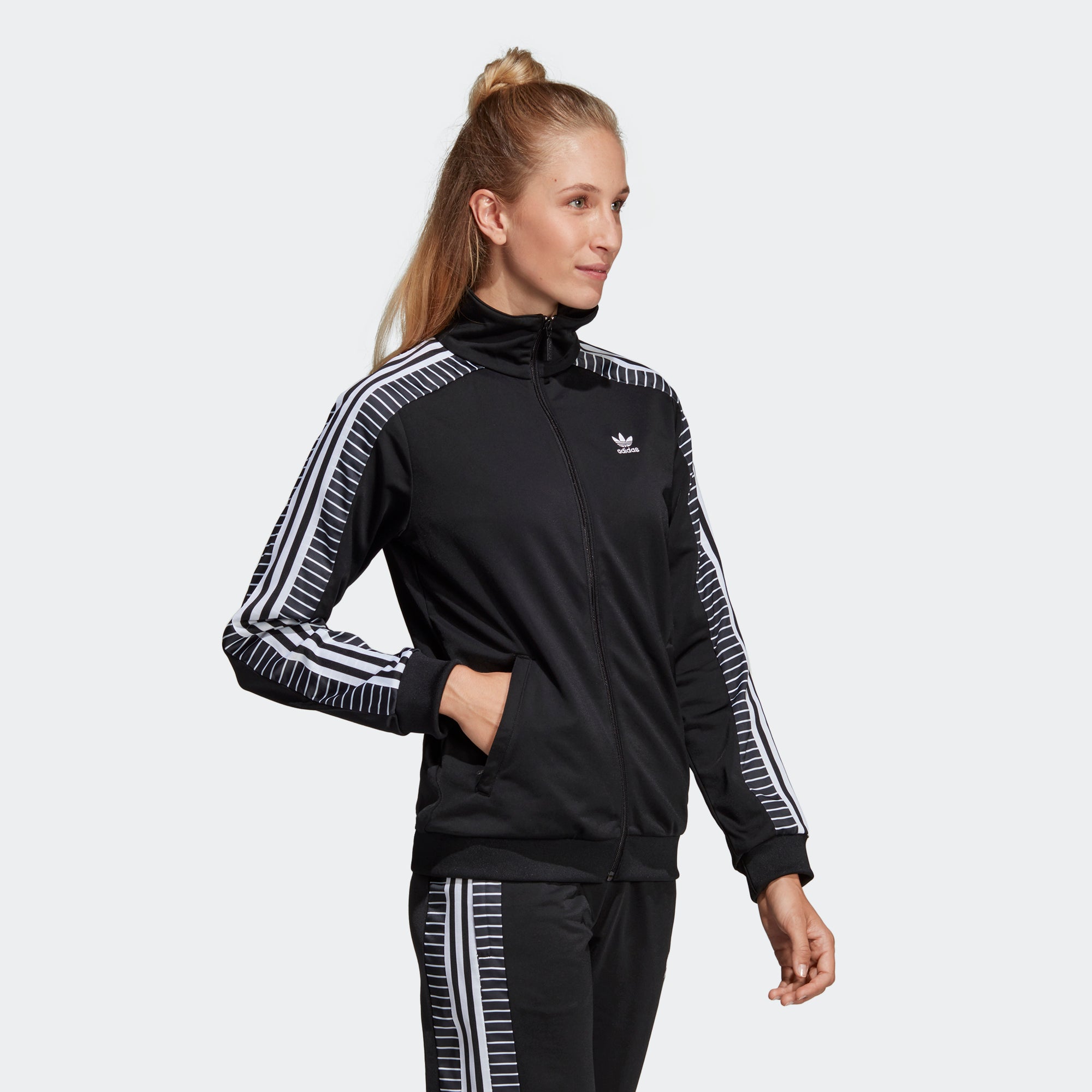 women's adidas striped track jacket