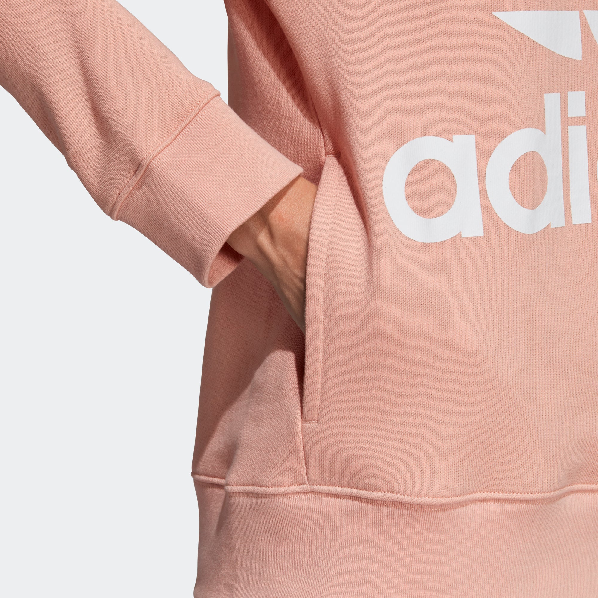 pink adidas trefoil hoodie women's