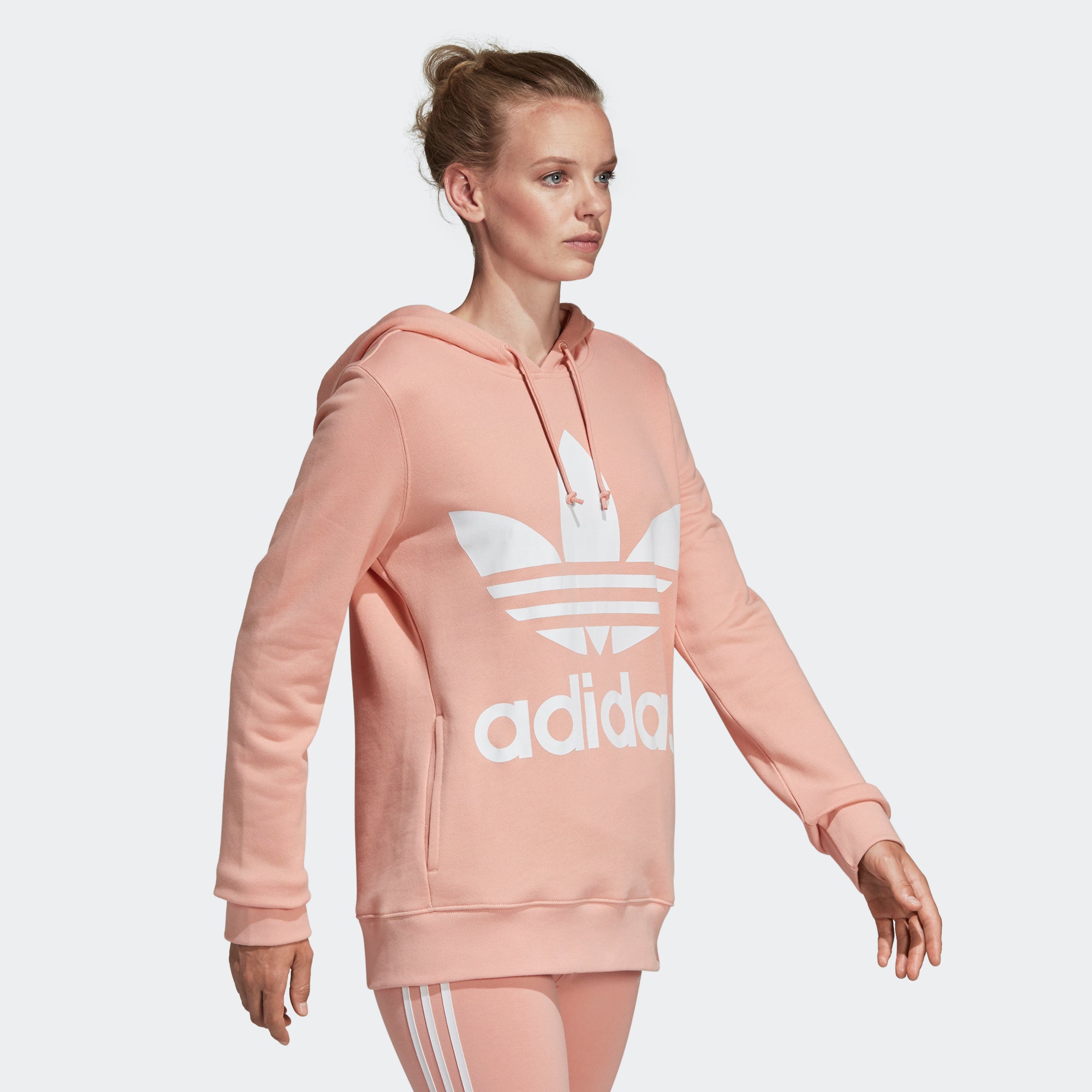 adidas pink trefoil hoodie women's