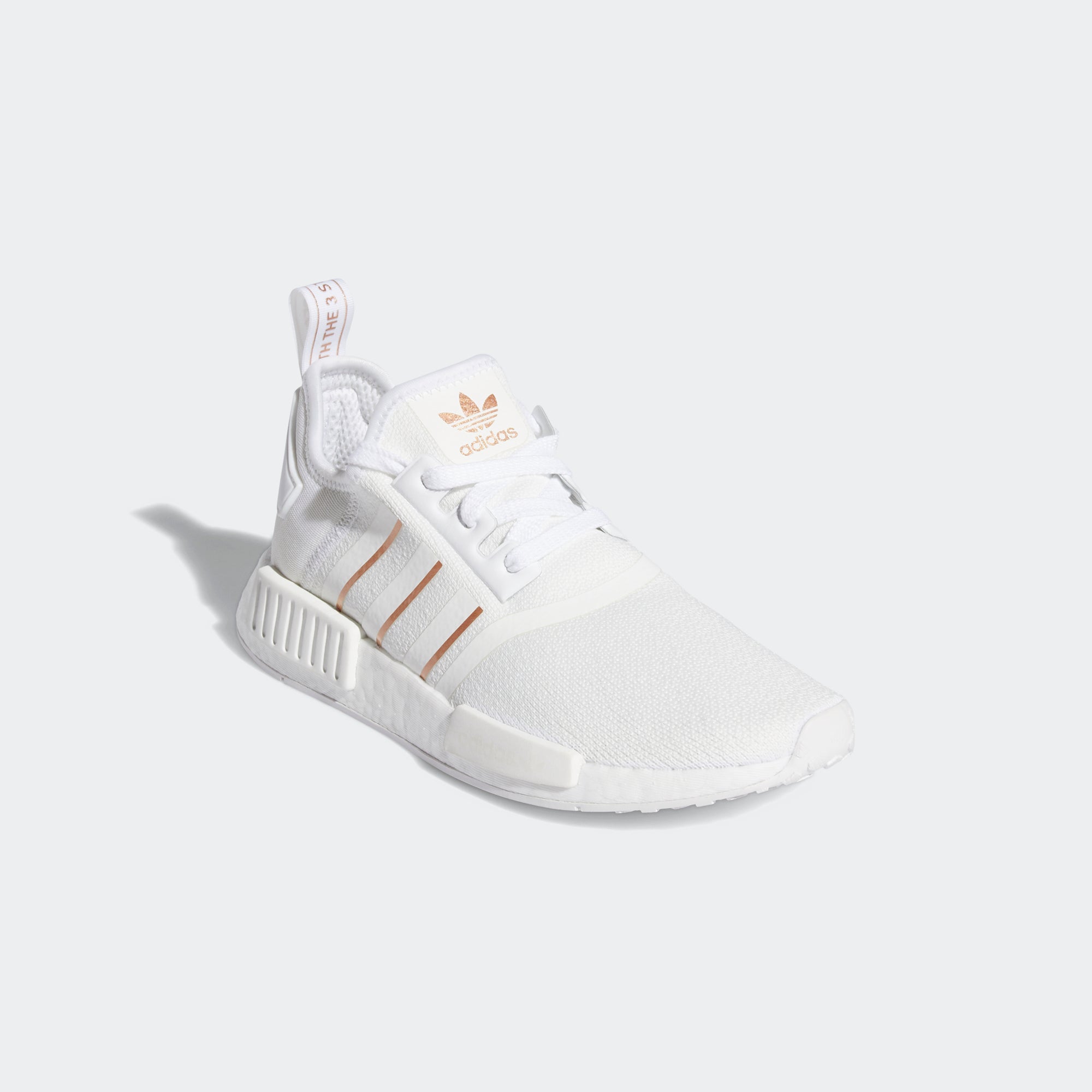 white and rose gold adidas shoes