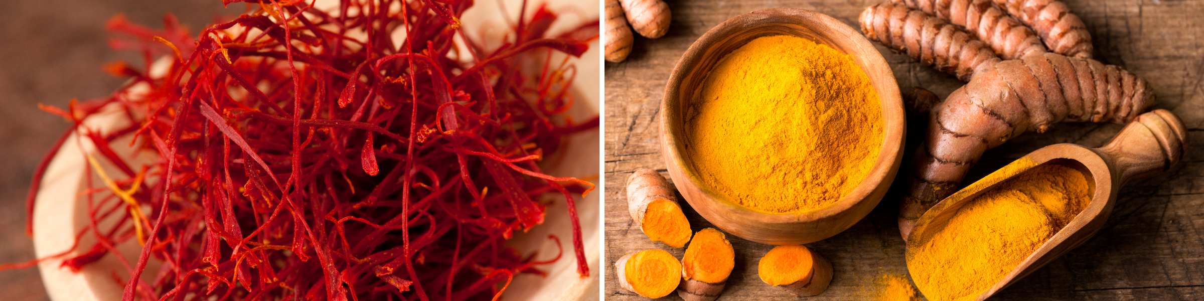 Saffron Threads and turmeric powder