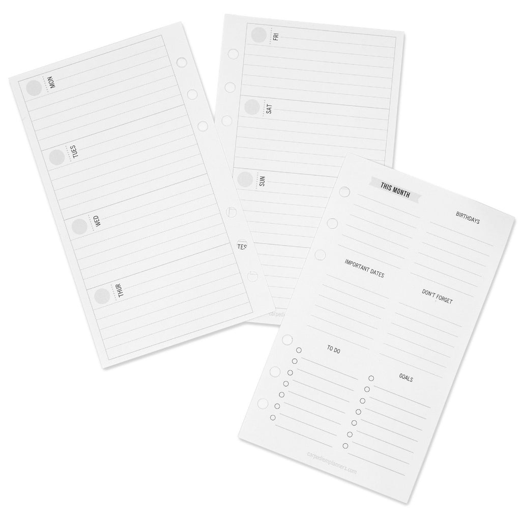 Personal Planner Basic Inserts- Lined and Grid